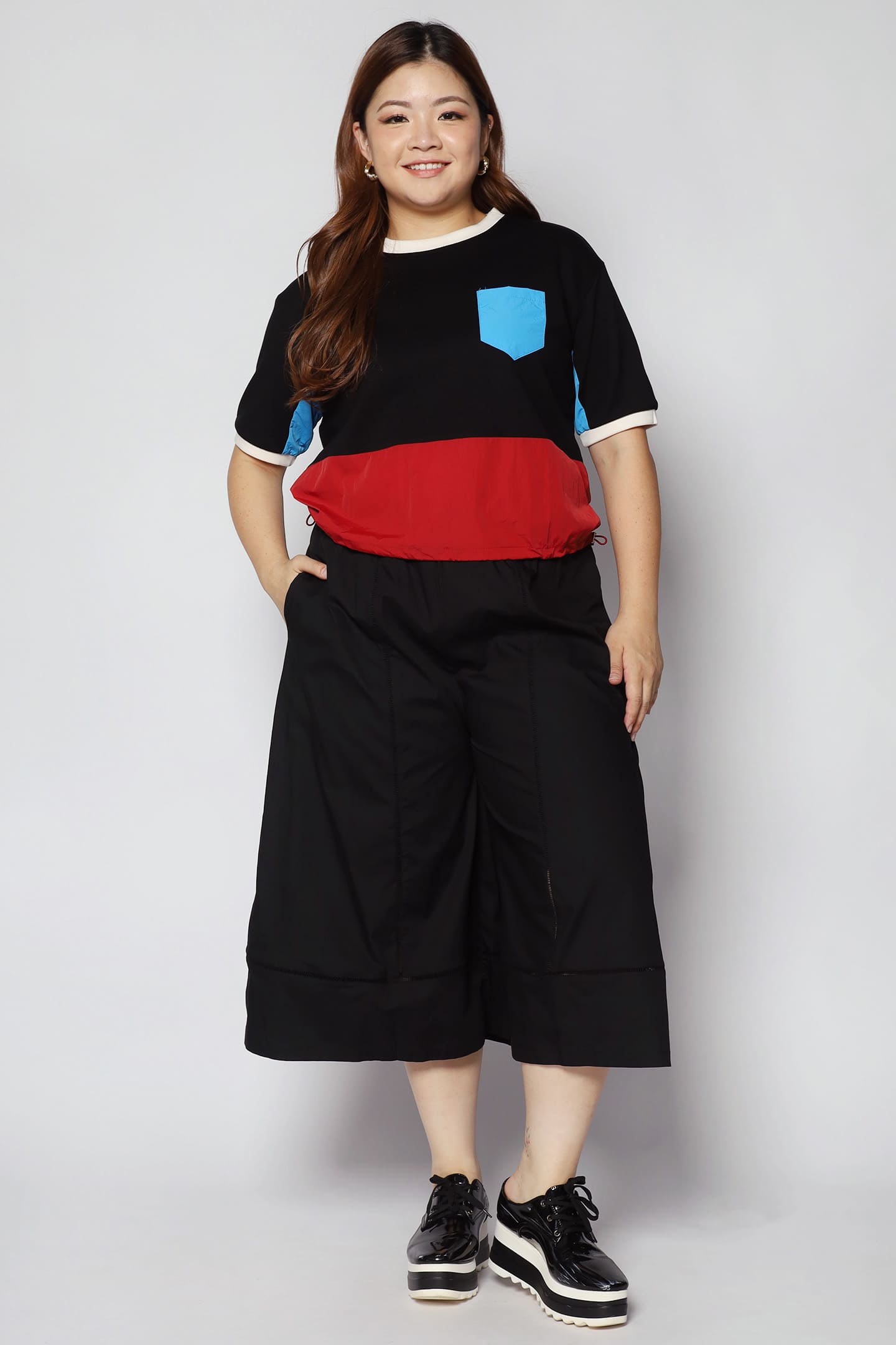 Foofoo Colourblock Top in Black