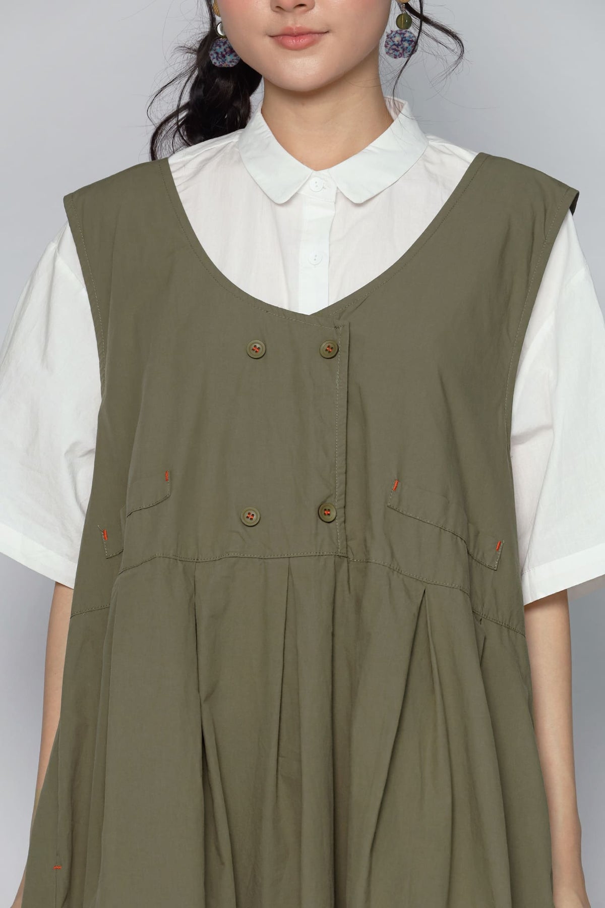 JOY - Fufu Pinafore Dress in Green