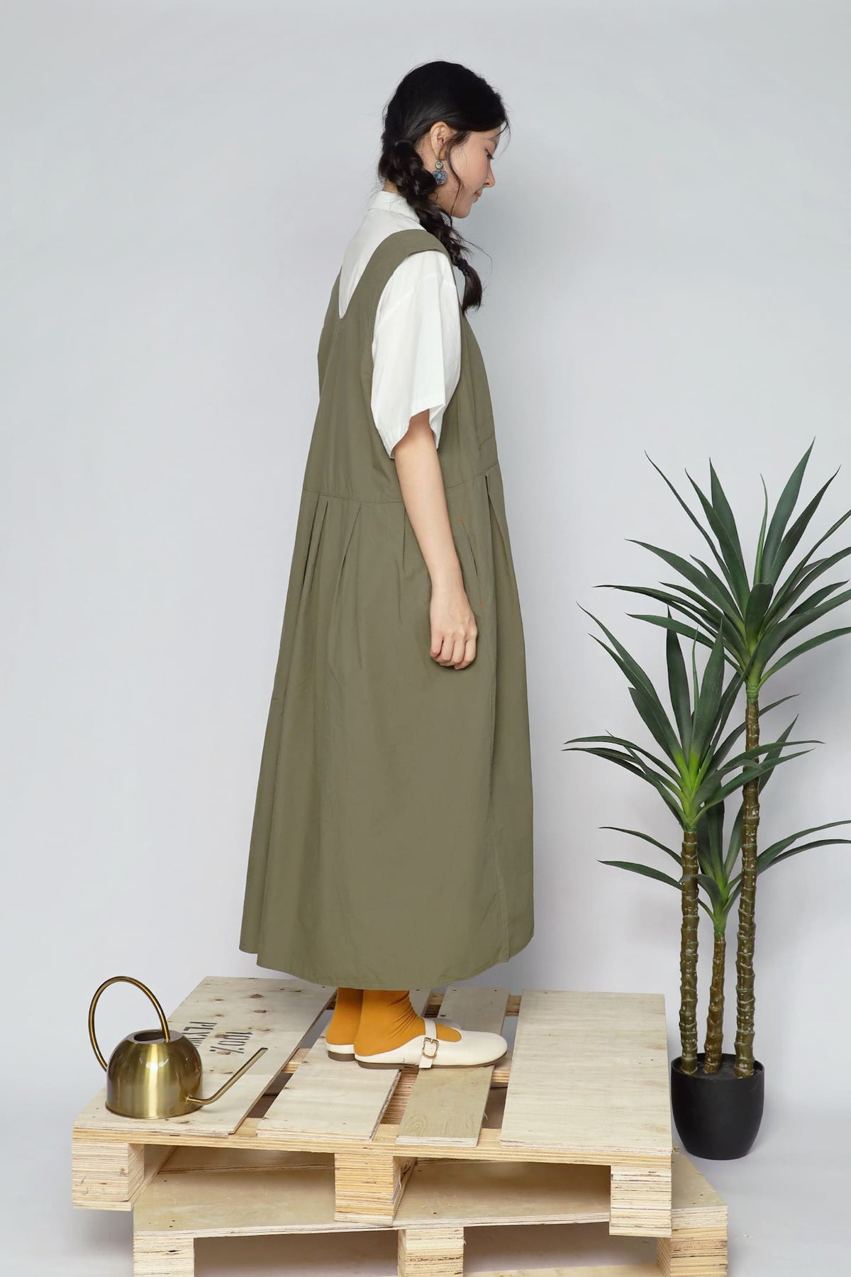 JOY - Fufu Pinafore Dress in Green
