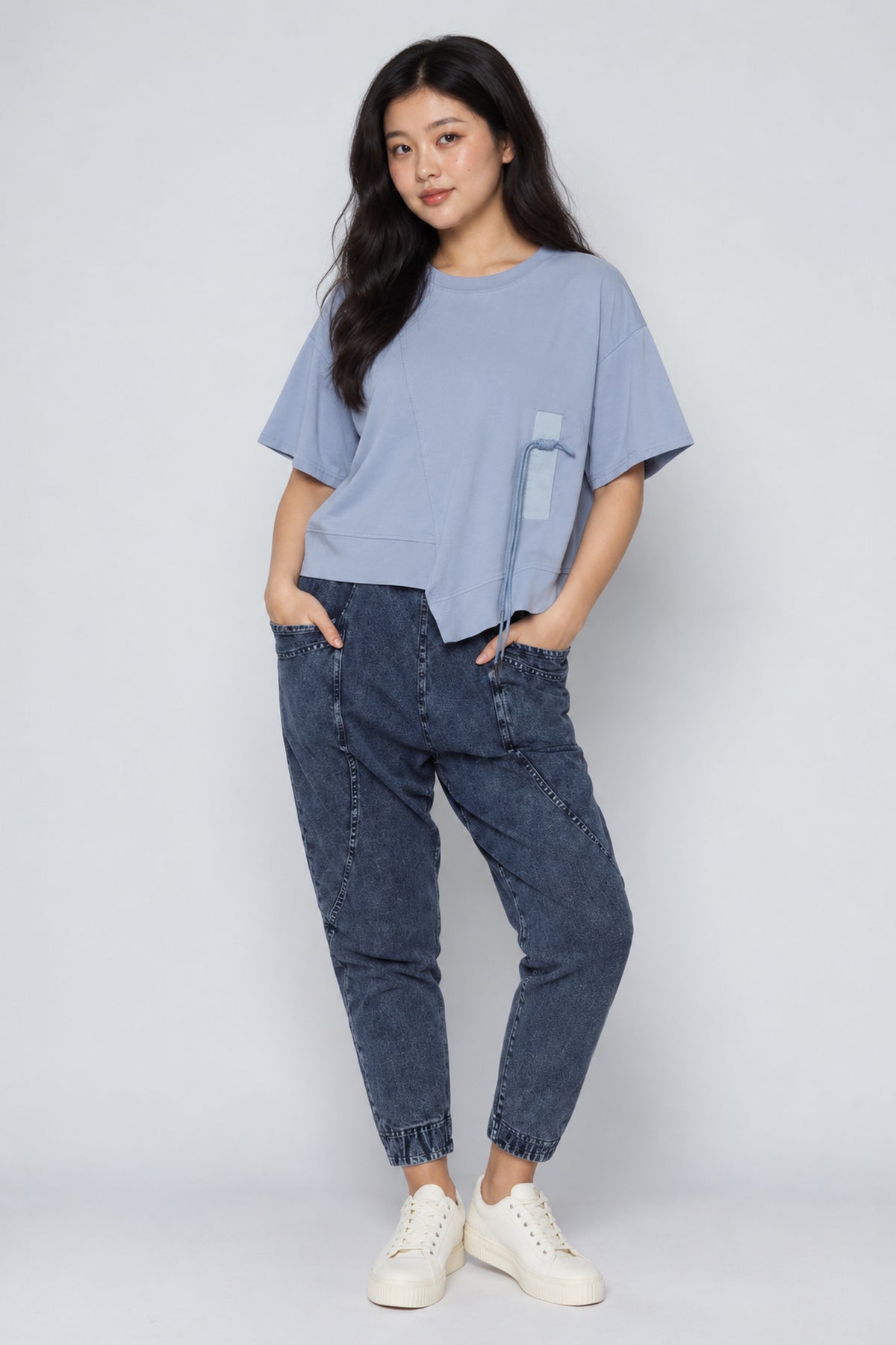Backorders Easy By TE - Germaine Rope Tie Top in Blue