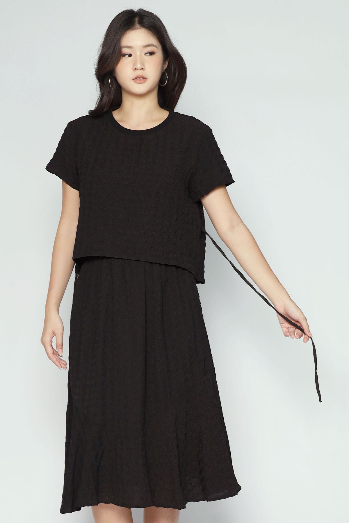 Gia 2 in 1 Skirt Set in Black Texture