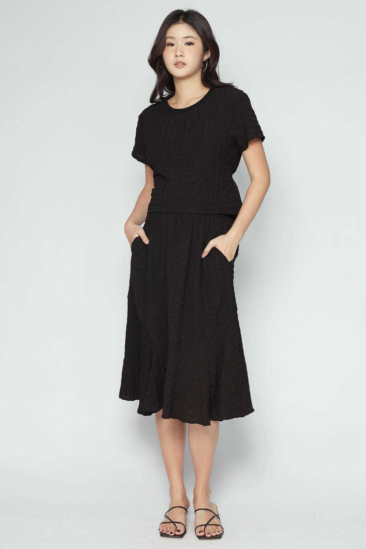 Gia 2 in 1 Skirt Set in Black Texture