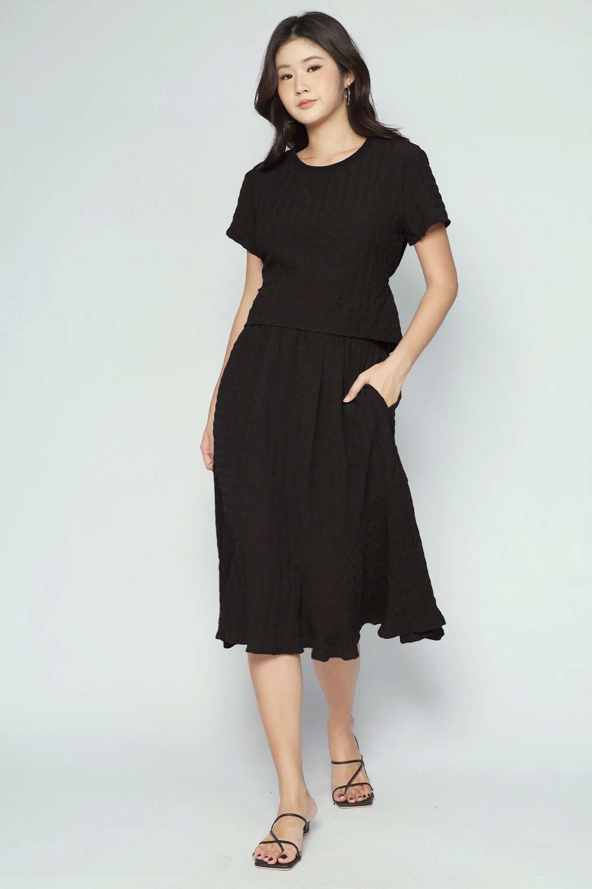 Gia 2 in 1 Skirt Set in Black Texture