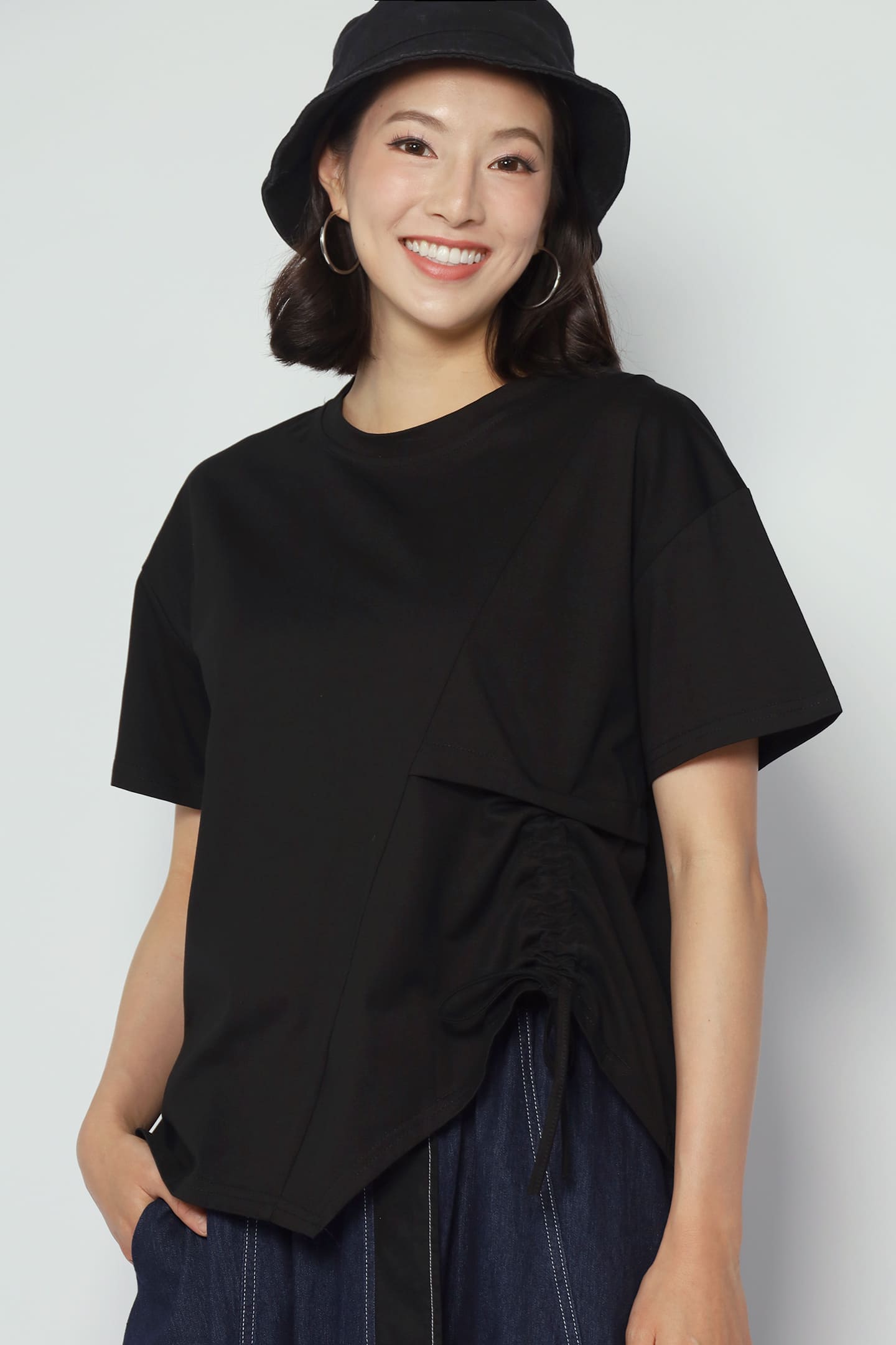 Backorders Easy By TE - Ginara Drawstring Top in Black