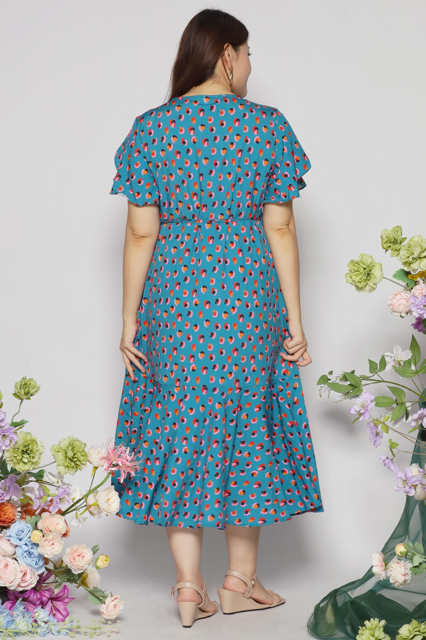 Ginnie Dress in Teal Spots