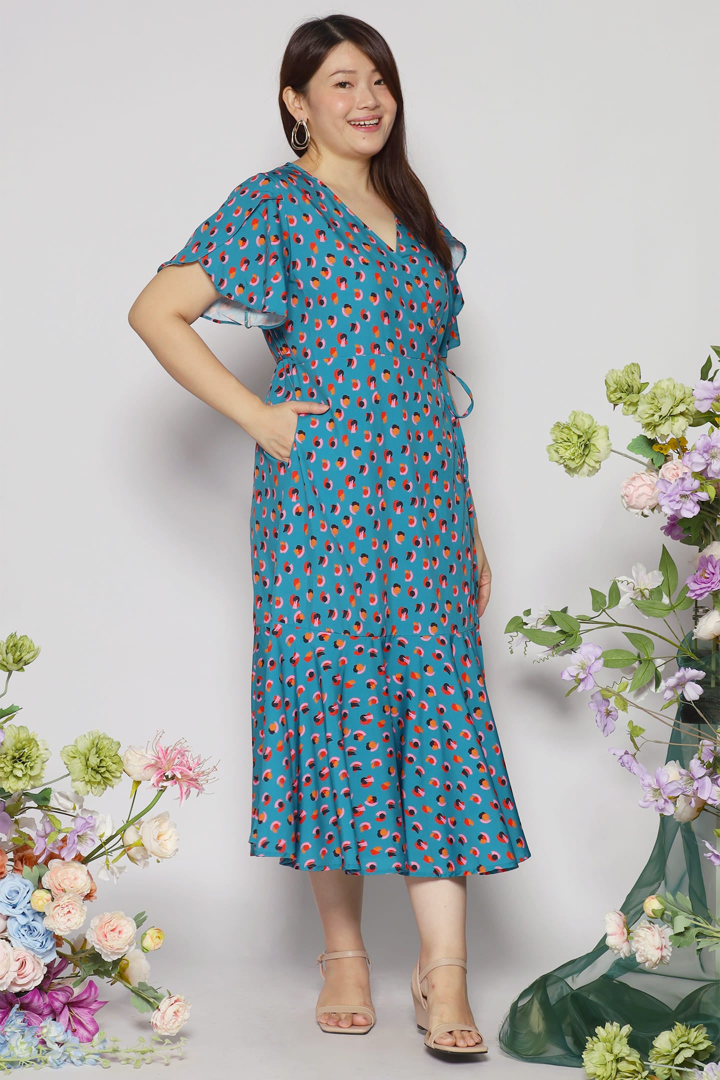 Ginnie Dress in Teal Spots