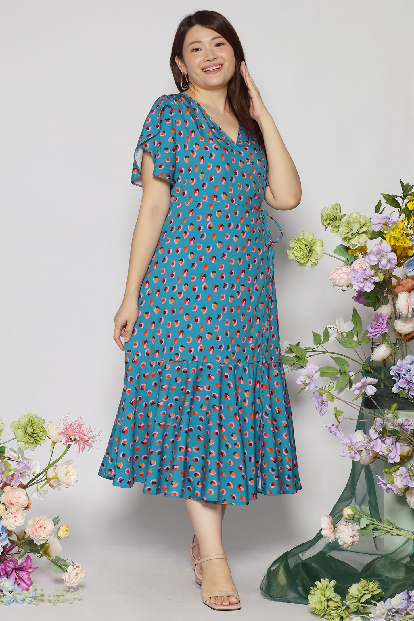 Ginnie Dress in Teal Spots