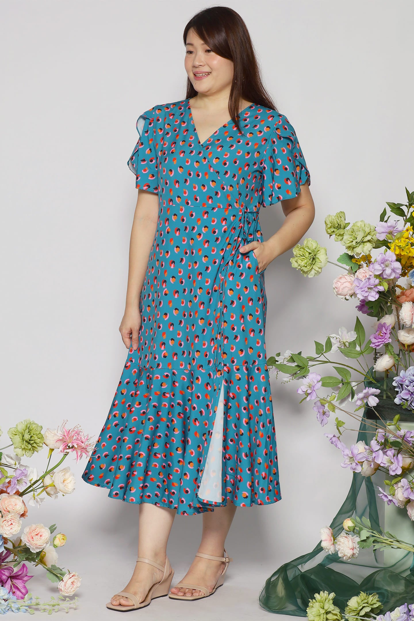 Ginnie Dress in Teal Spots