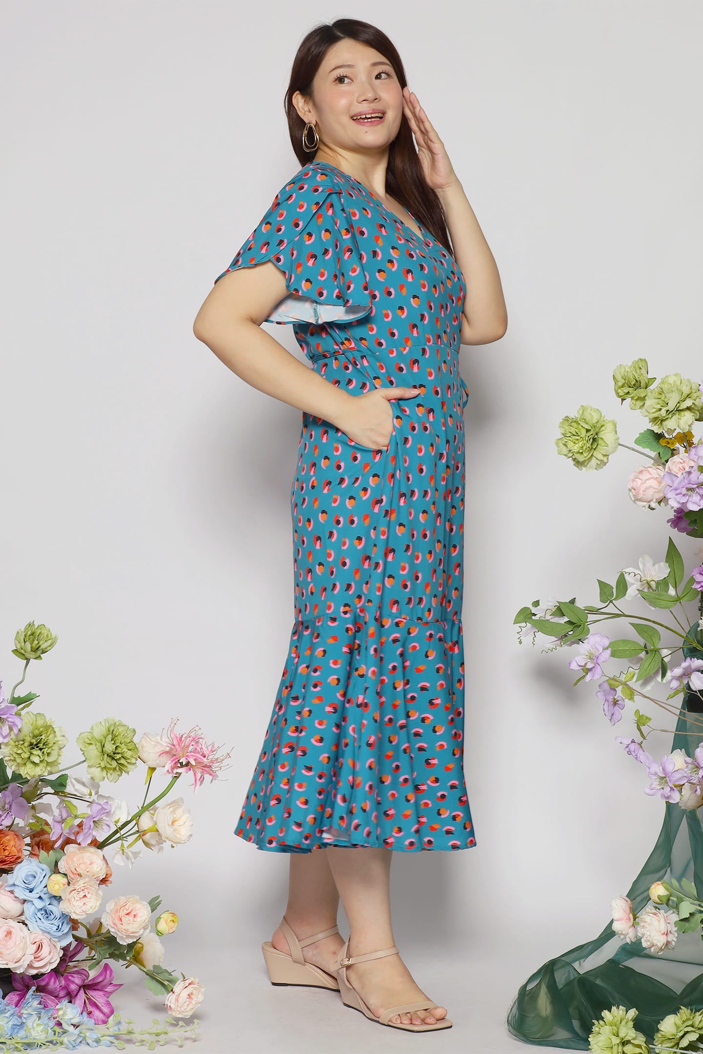 Ginnie Dress in Teal Spots