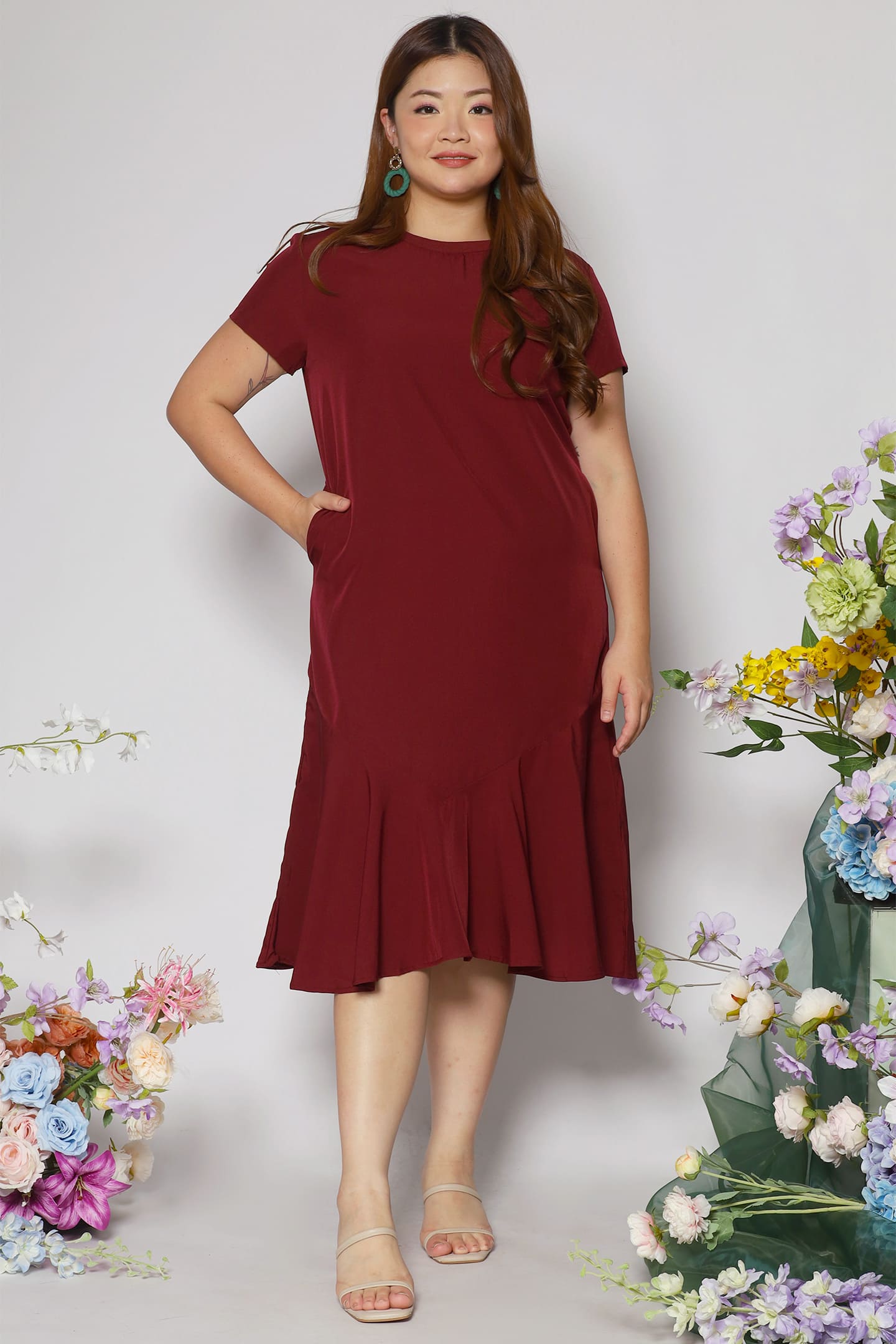 Gisele Dress in Maroon