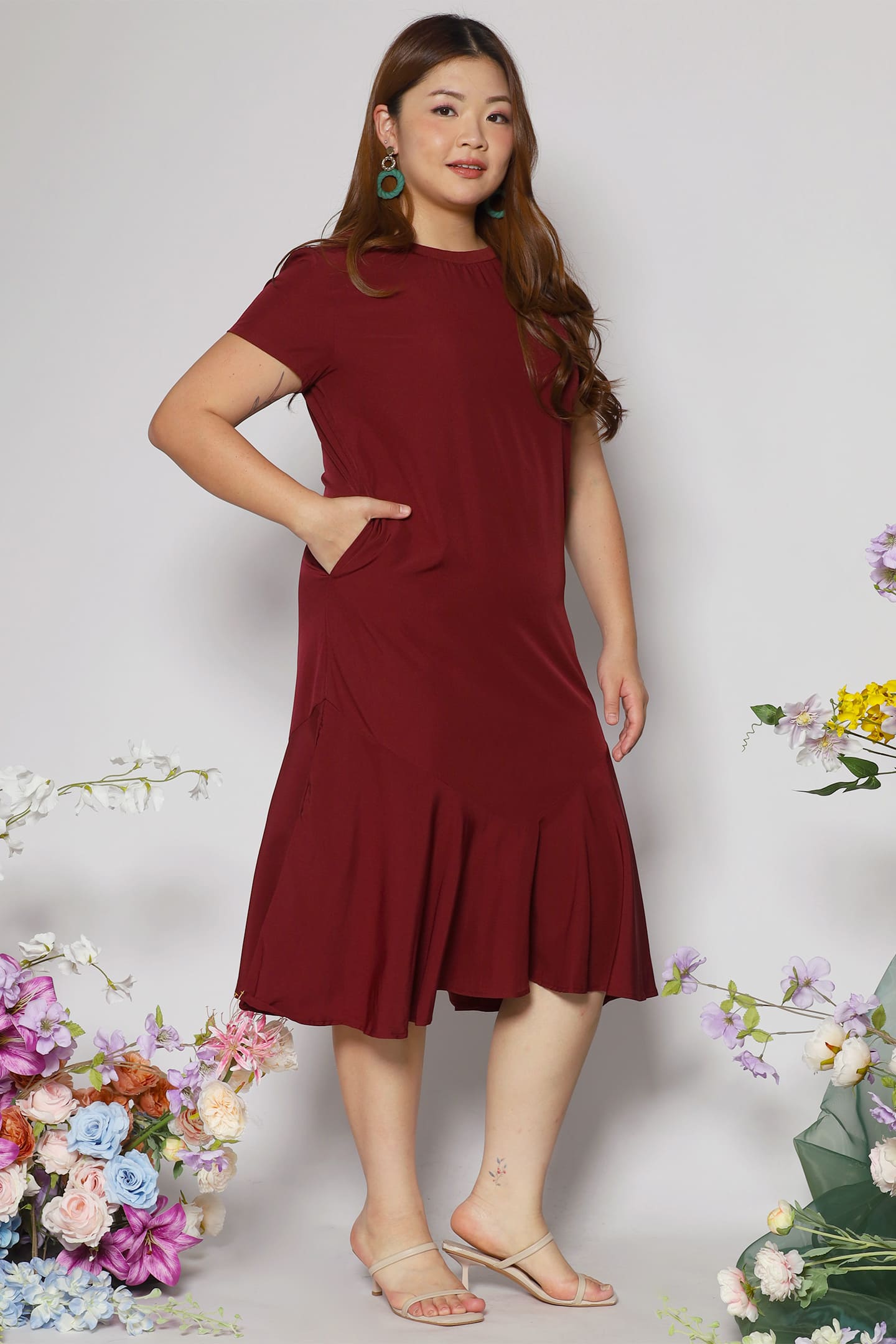 Gisele Dress in Maroon