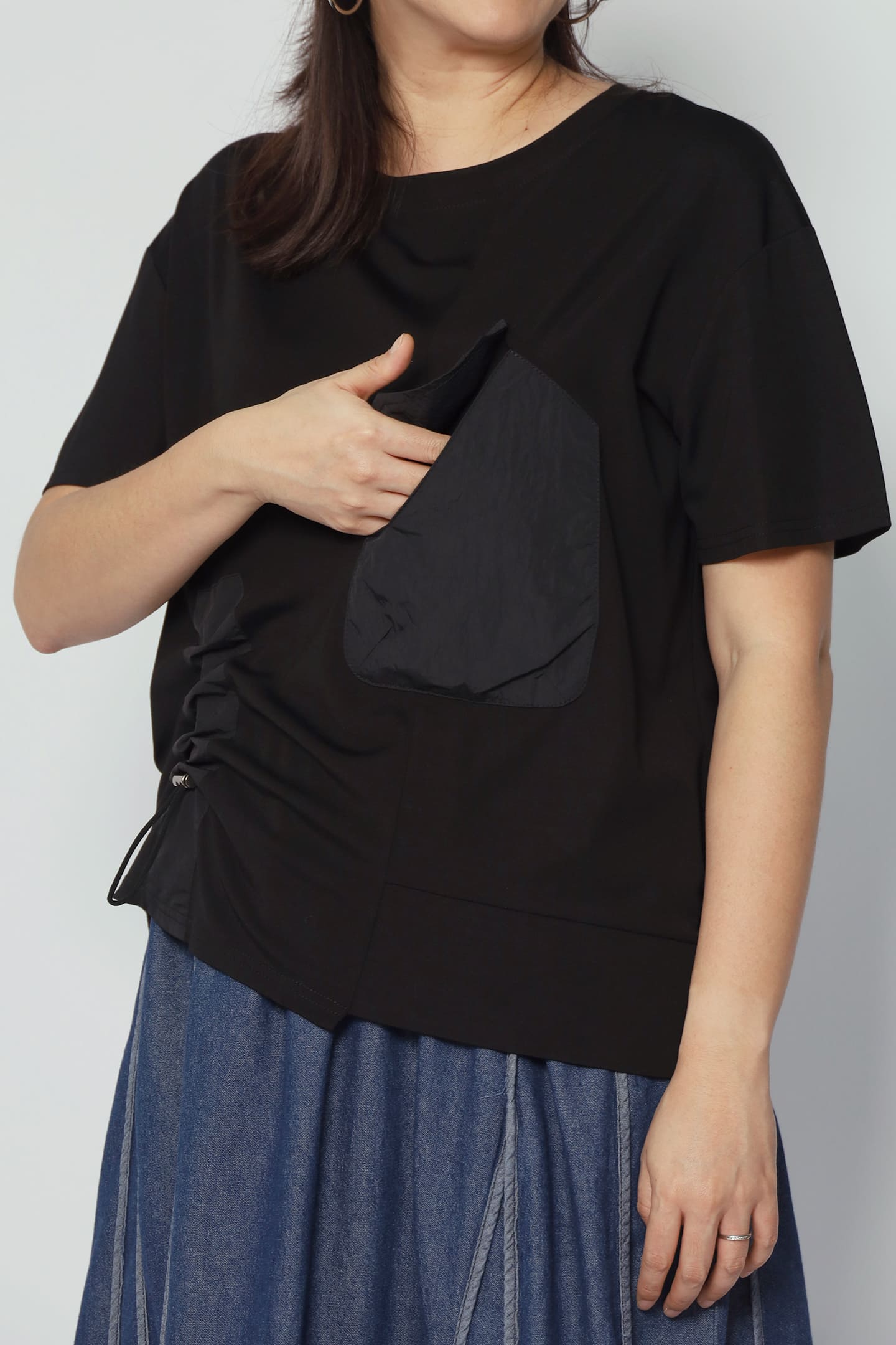 Backorders Easy By TE - Goob Asymmetrical Pocket Top in Black