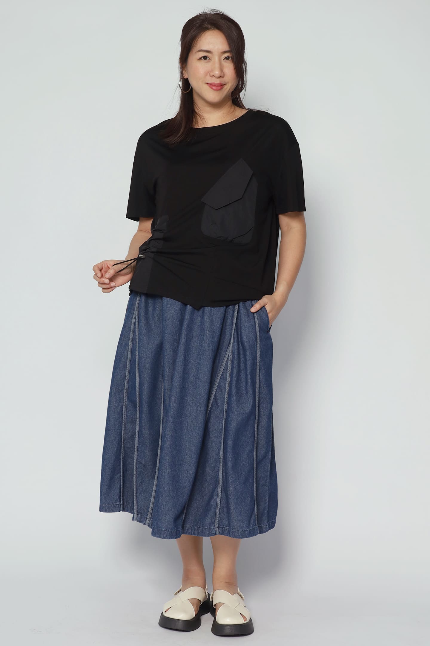 Backorders Easy By TE - Goob Asymmetrical Pocket Top in Black