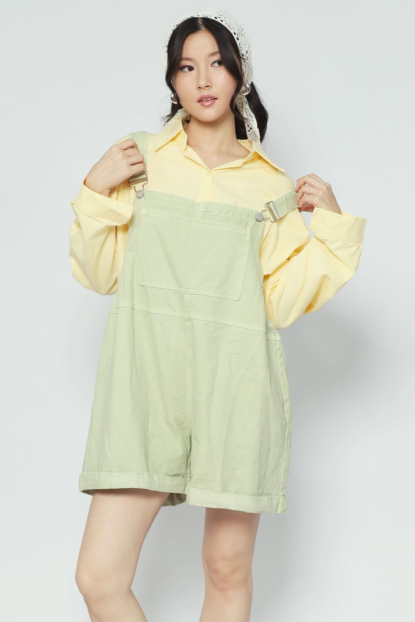 Confetti Pop Pinafore Playsuit in Green