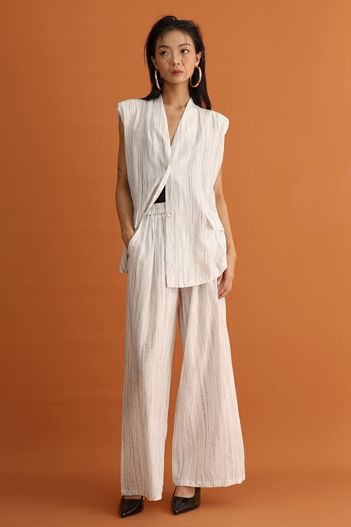 CHOSEN - Hana Belted Pinstripe Vest