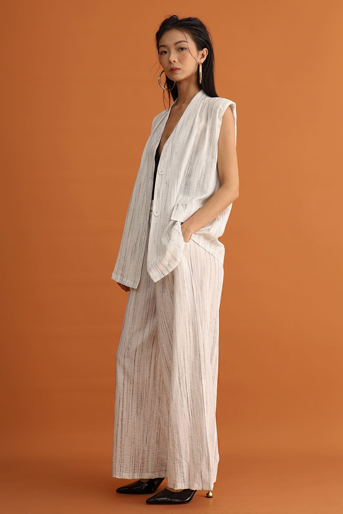 CHOSEN - Hana Belted Pinstripe Vest