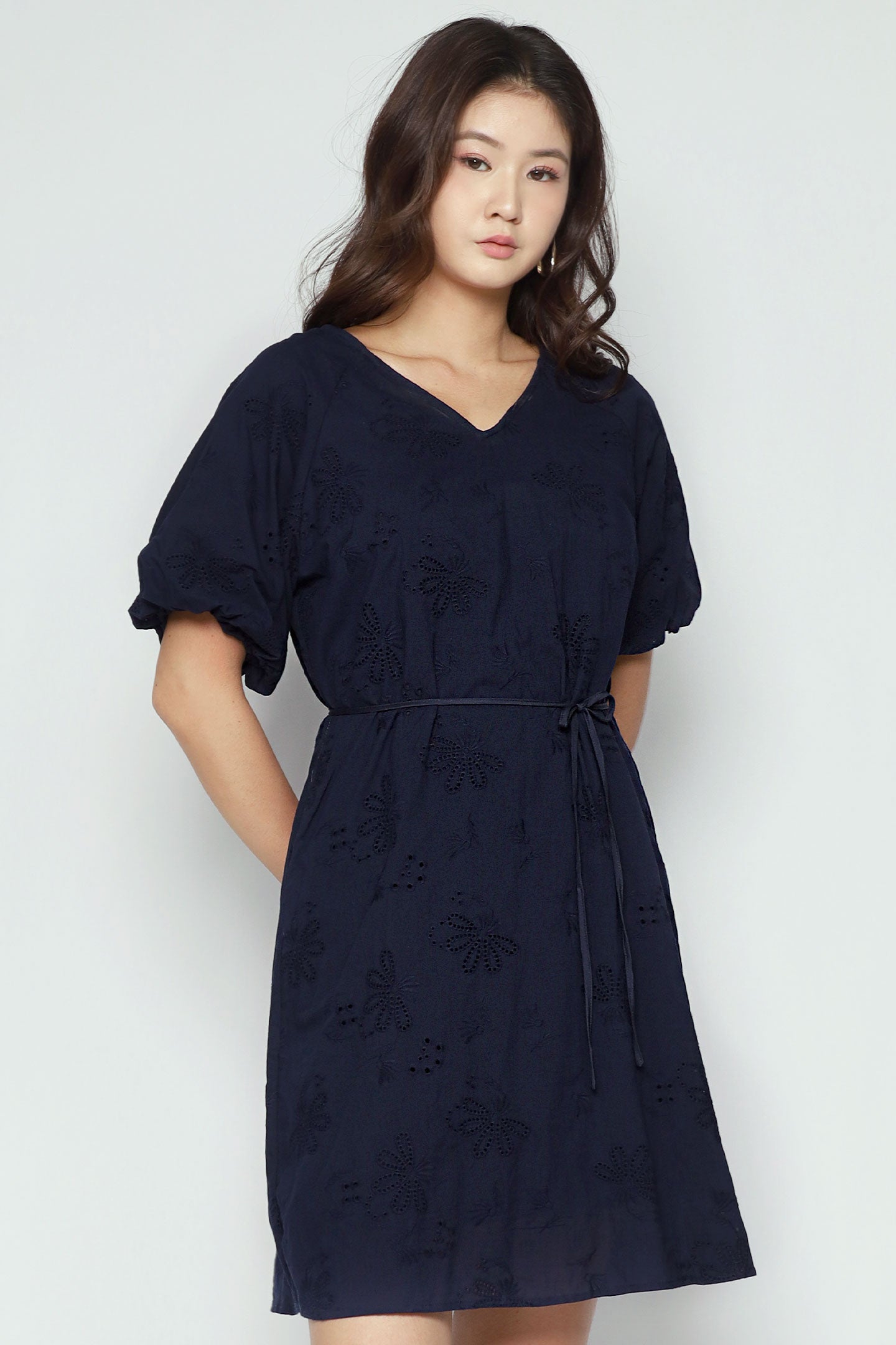 Haru Dress in Blue Eyelet Dream