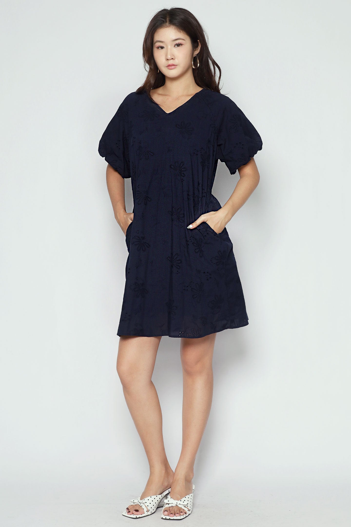 Haru Dress in Blue Eyelet Dream