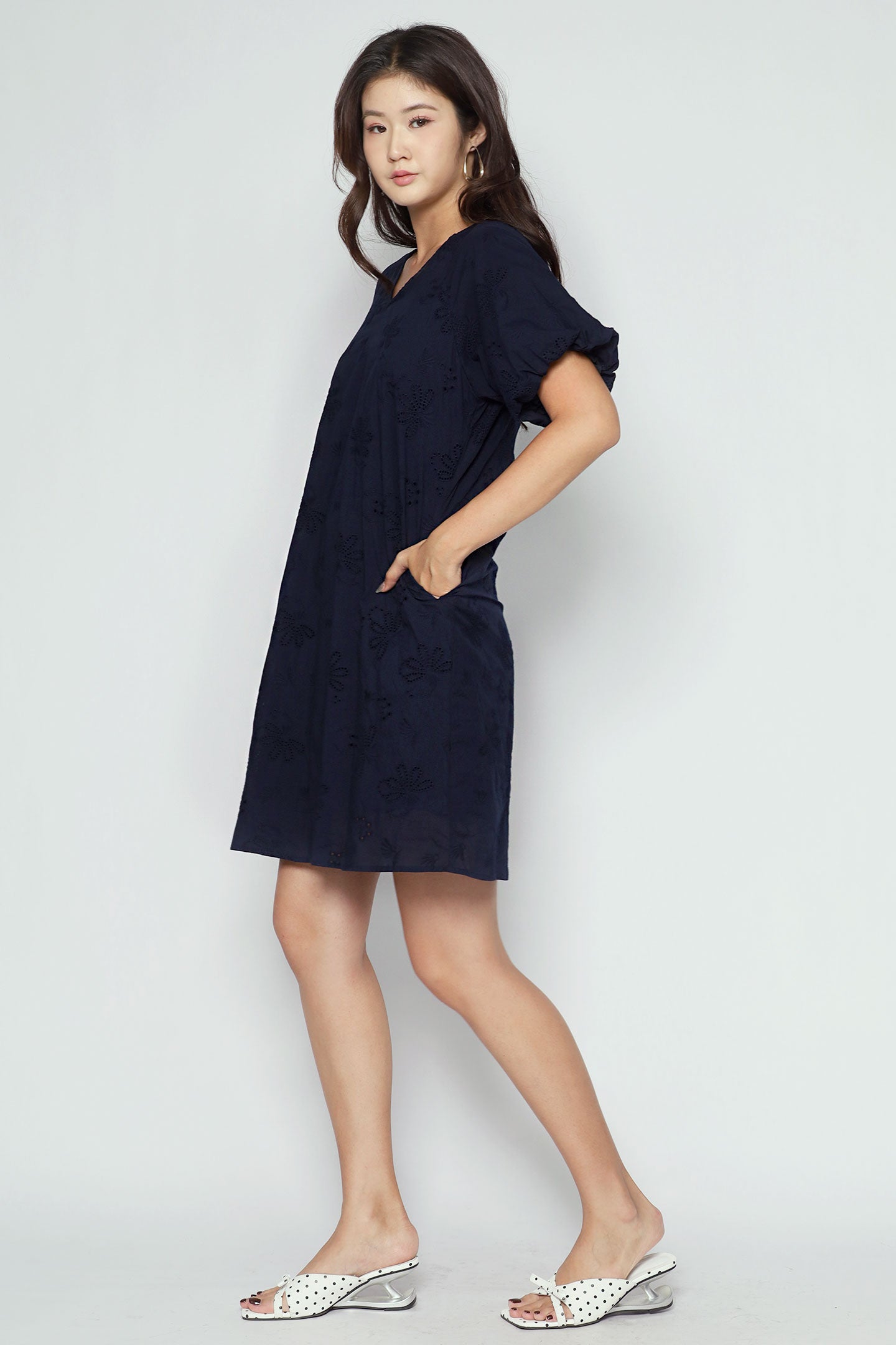Haru Dress in Blue Eyelet Dream