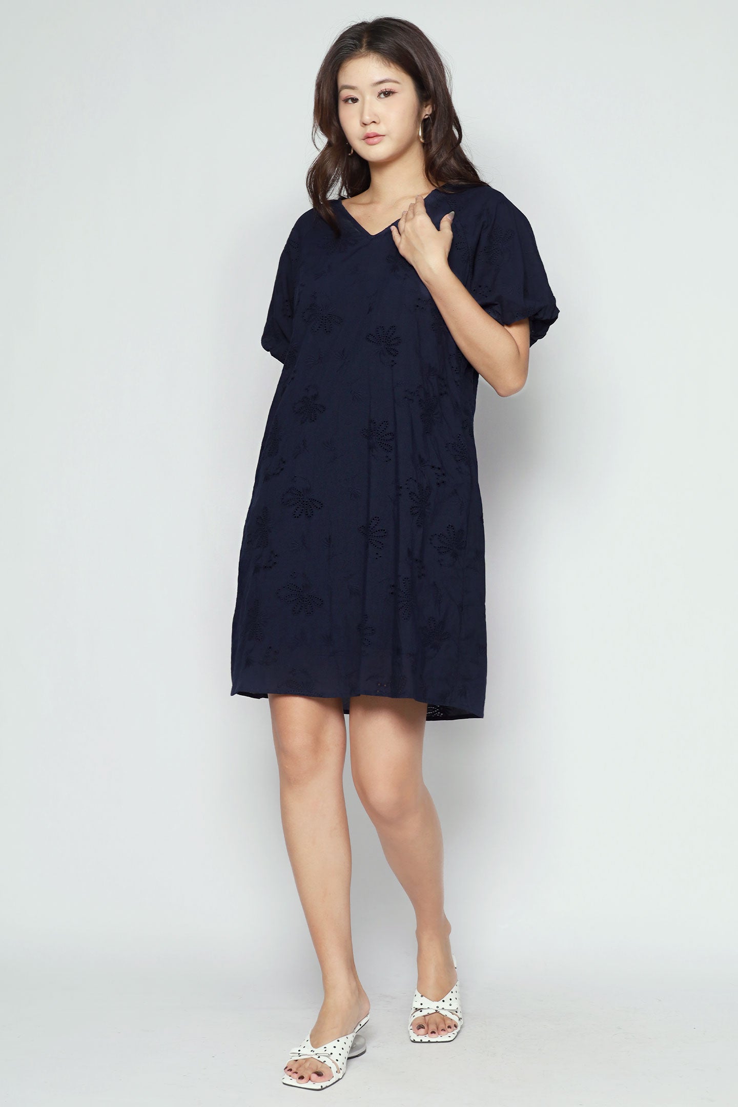 Haru Dress in Blue Eyelet Dream