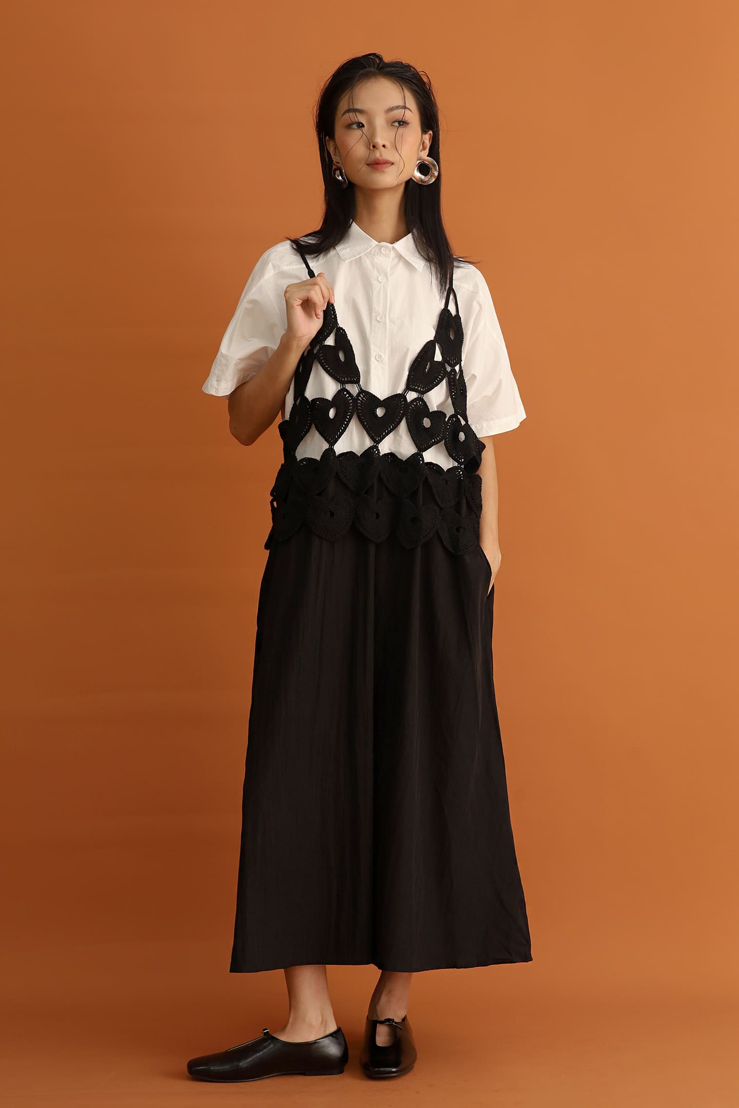 CHOSEN - Hikari Crochet Hearts Pinafore Dress