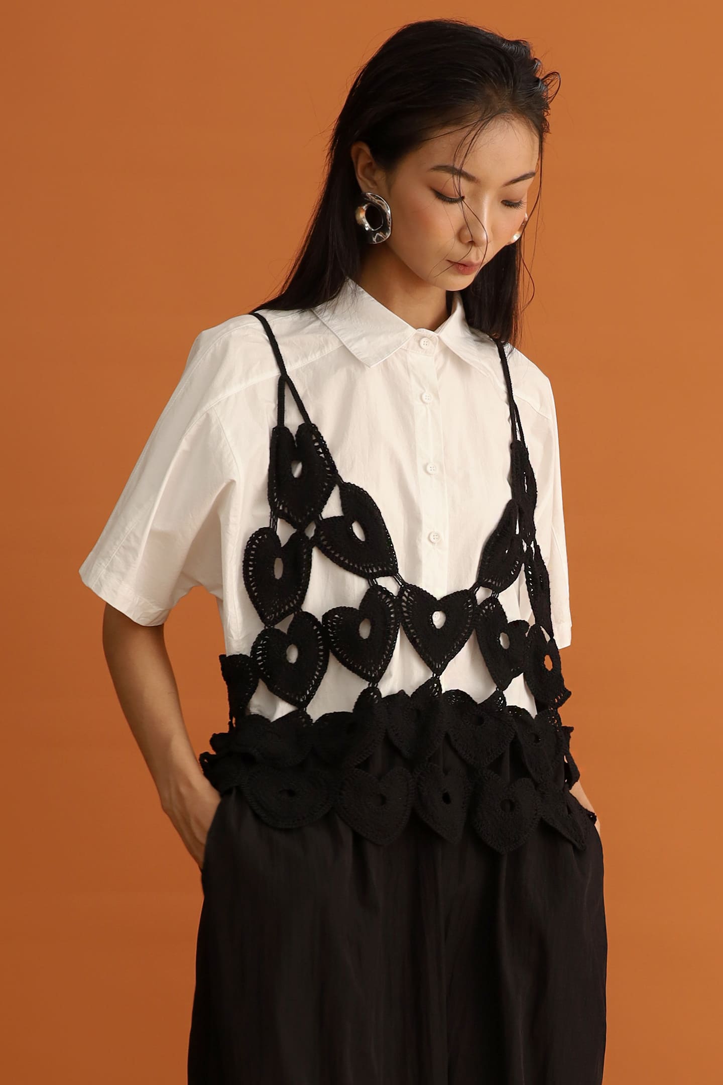 CHOSEN - Hikari Crochet Hearts Pinafore Dress