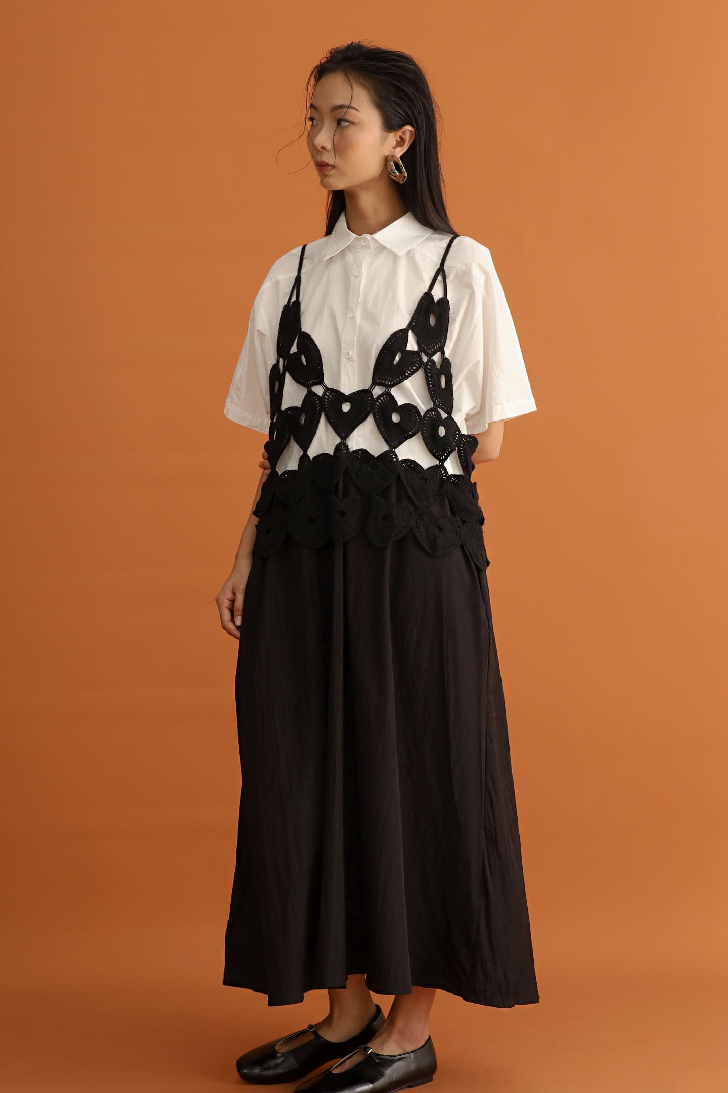 CHOSEN - Hikari Crochet Hearts Pinafore Dress