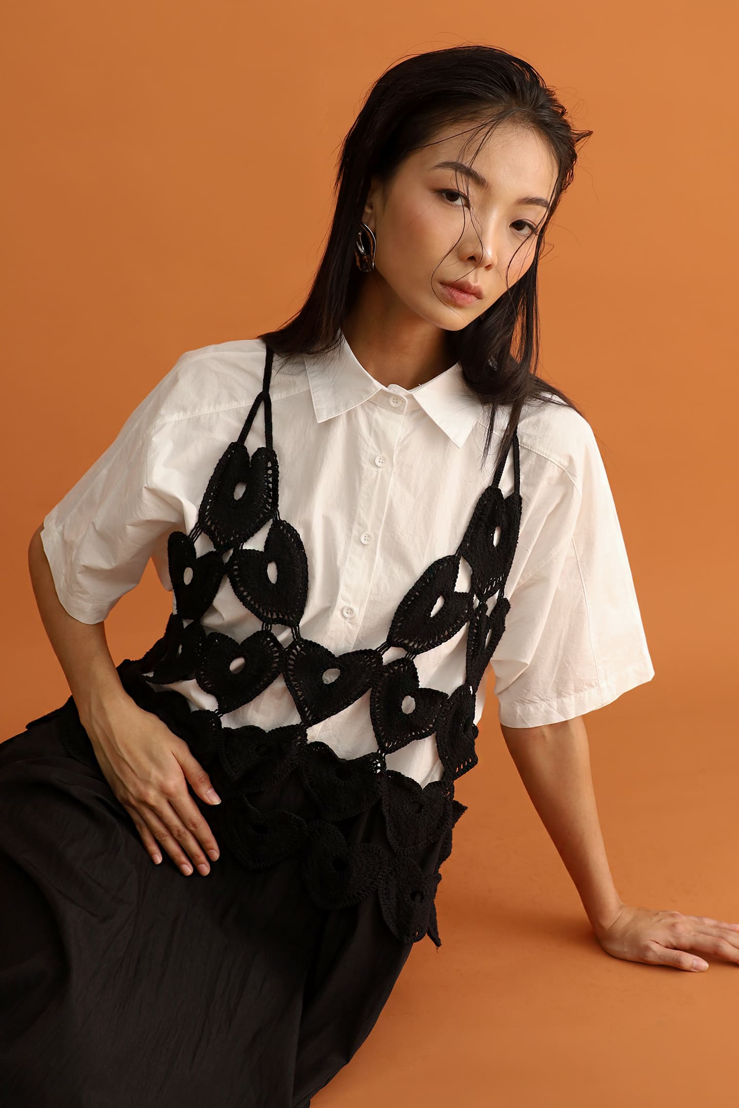 CHOSEN - Hikari Crochet Hearts Pinafore Dress