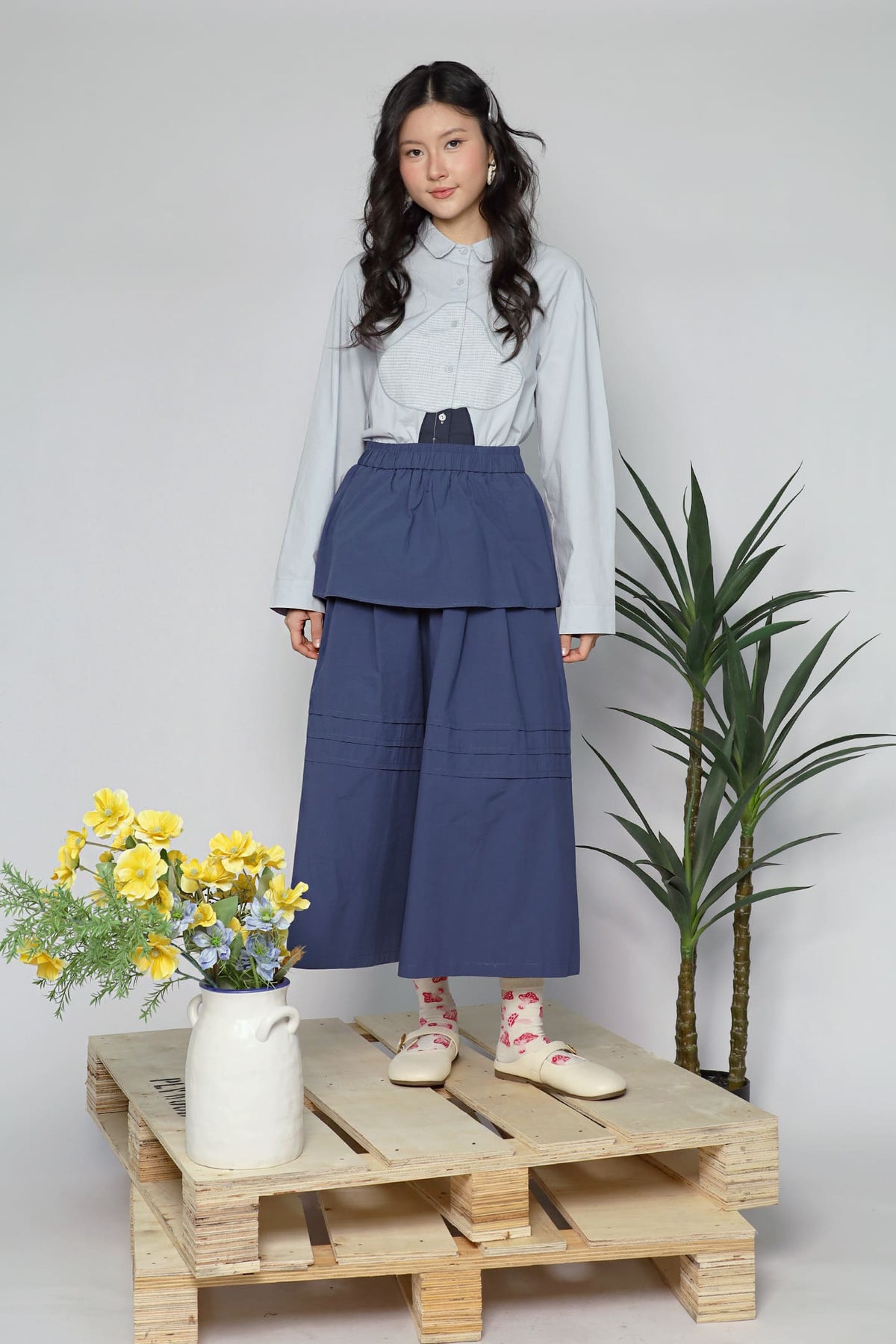 JOY - Hivana Layered Pants in Blue