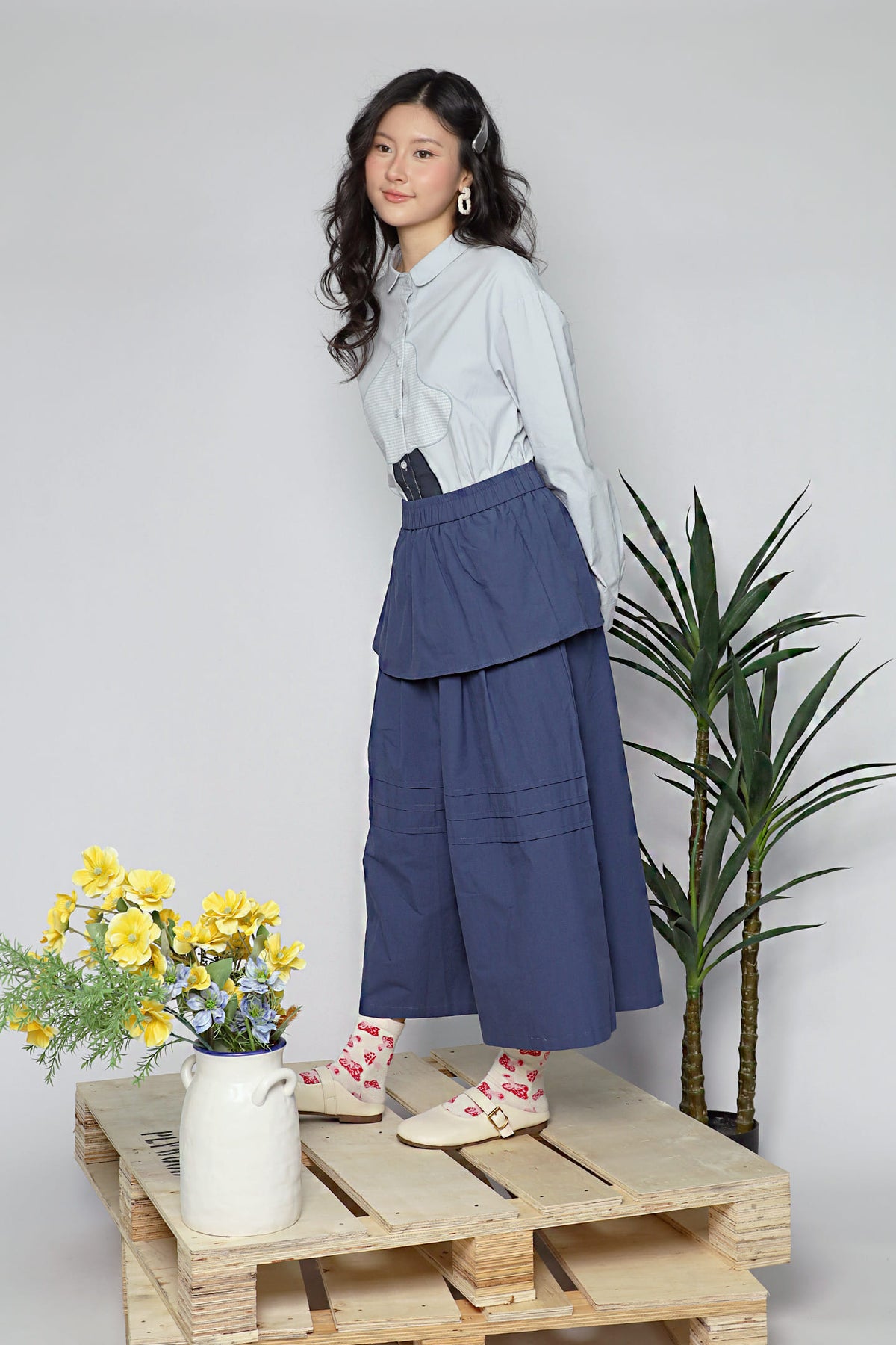JOY - Hivana Layered Pants in Blue