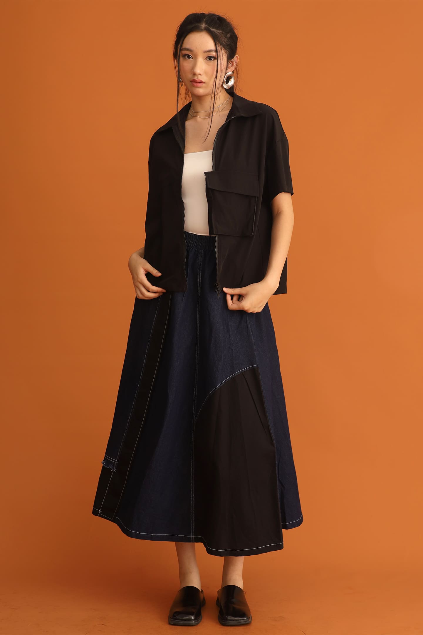 CHOSEN - Hyojin Zipper Top in Black