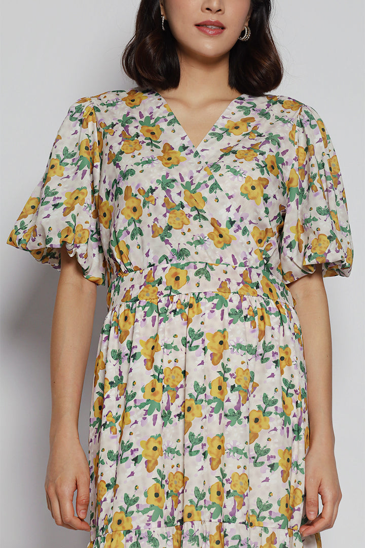 Raine Dress in Yellow Floral
