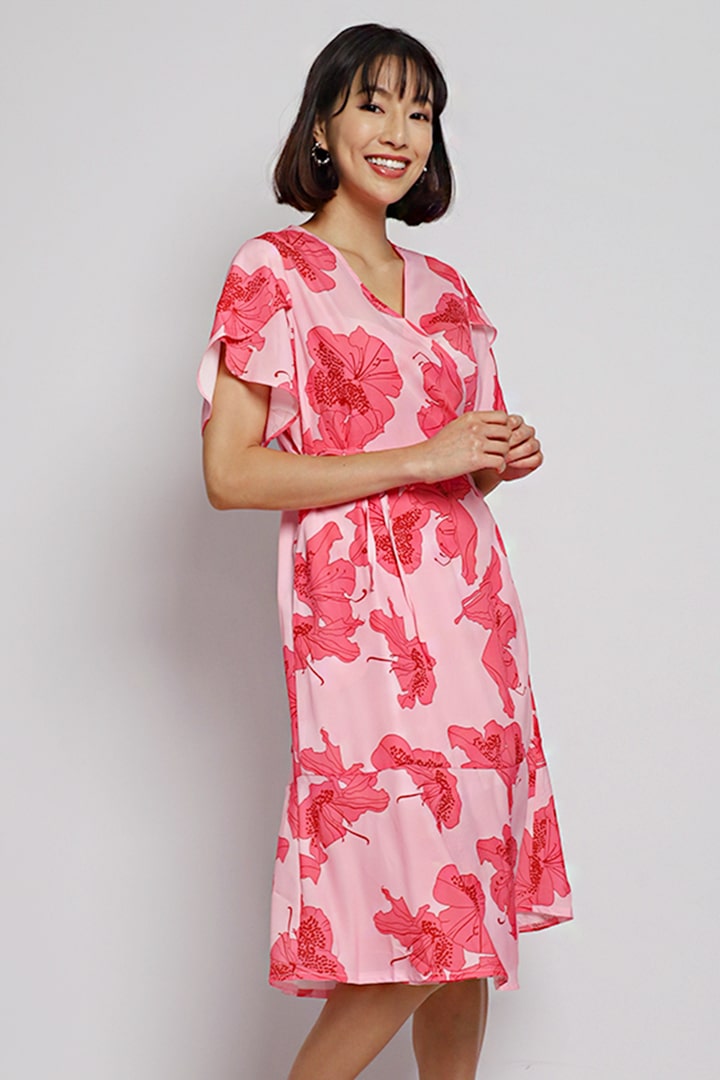 Meghan Wrap Dress in Pink