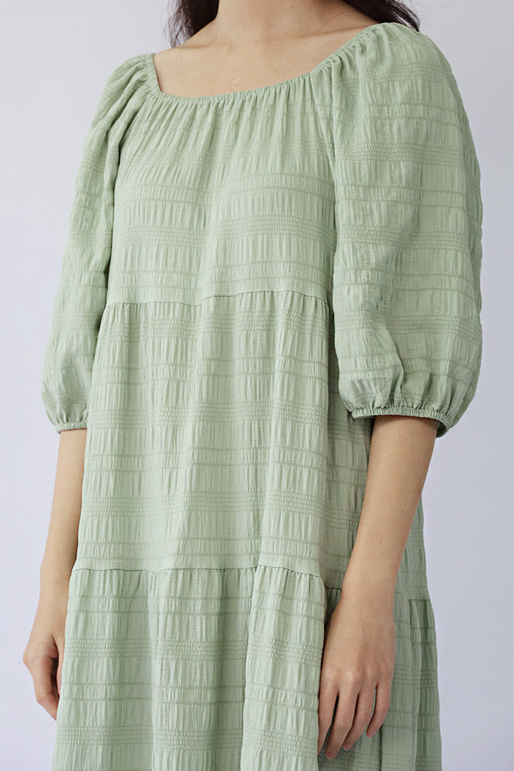 Kerra Textured Dress in Mint Green