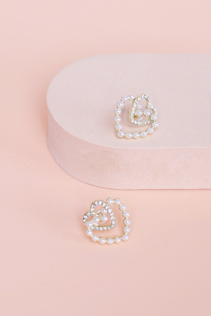 Duo Pearl Heart Earrings