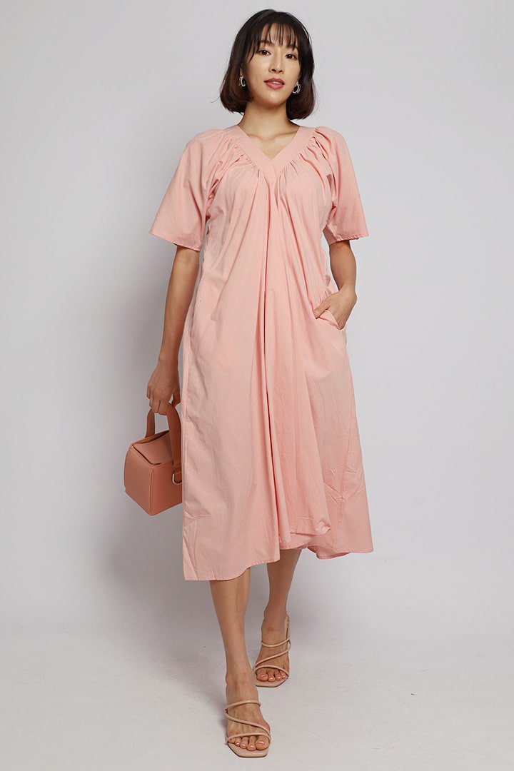Whitney V Dress in Pastel Pink