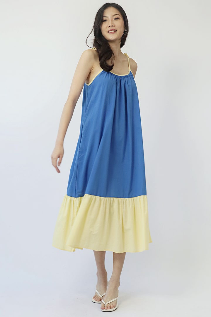 Rosabel Dress in Blue & Yellow