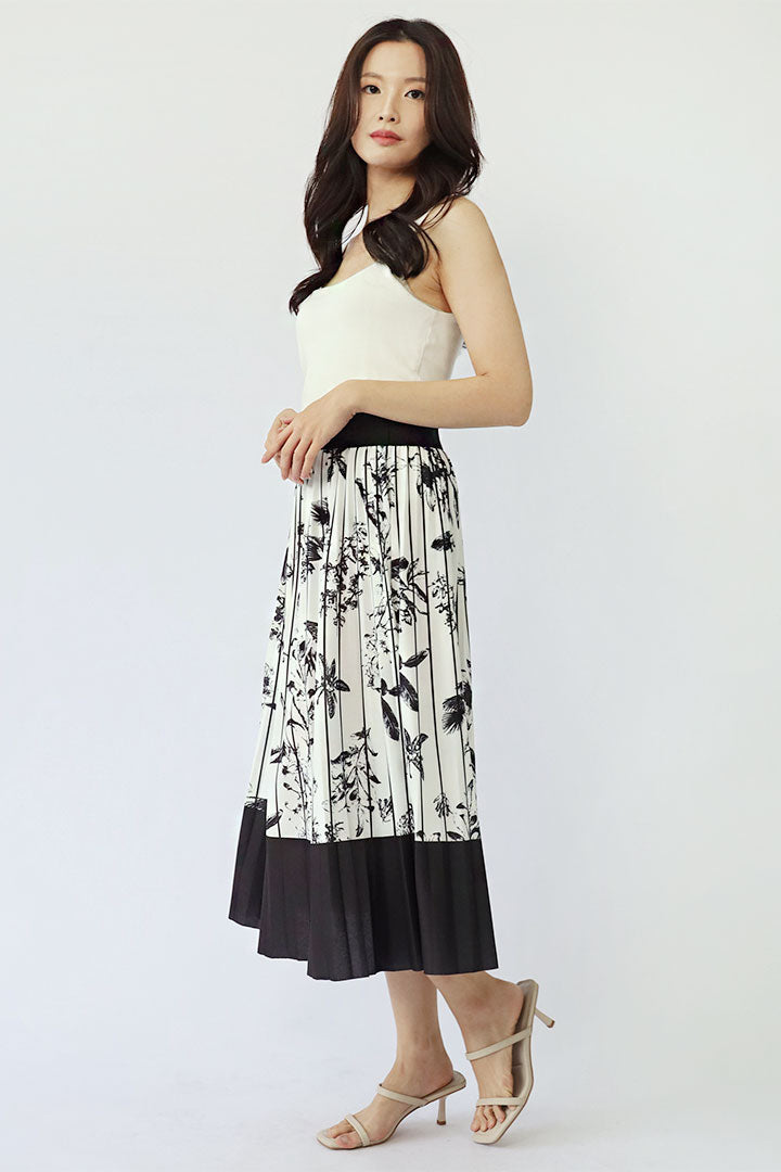 Elise Skirt in Black and White Floral