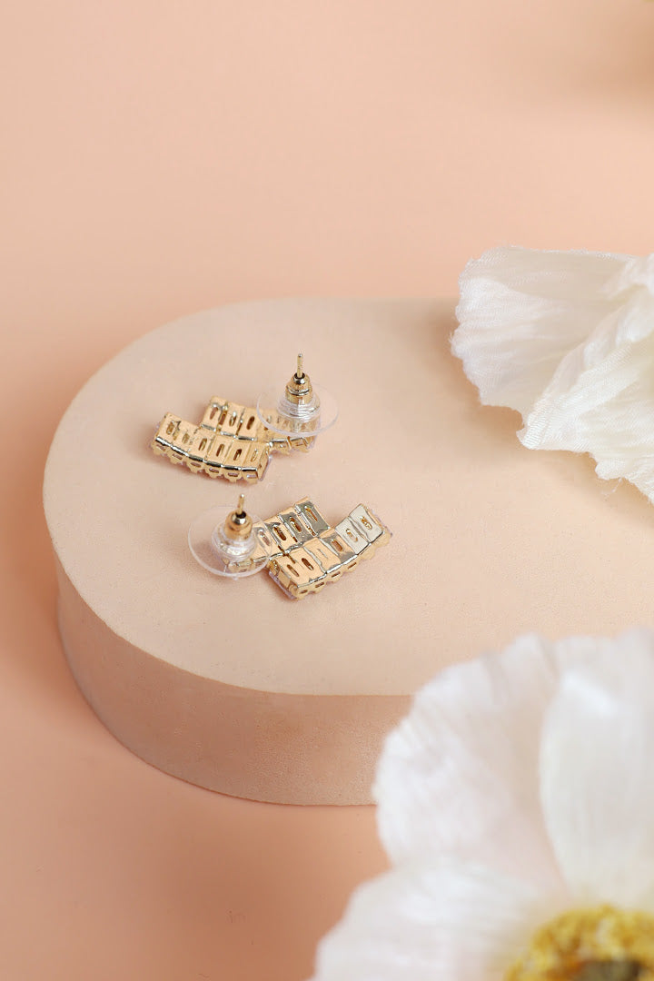 Bejeweled Silver and Gold Twins Earrings