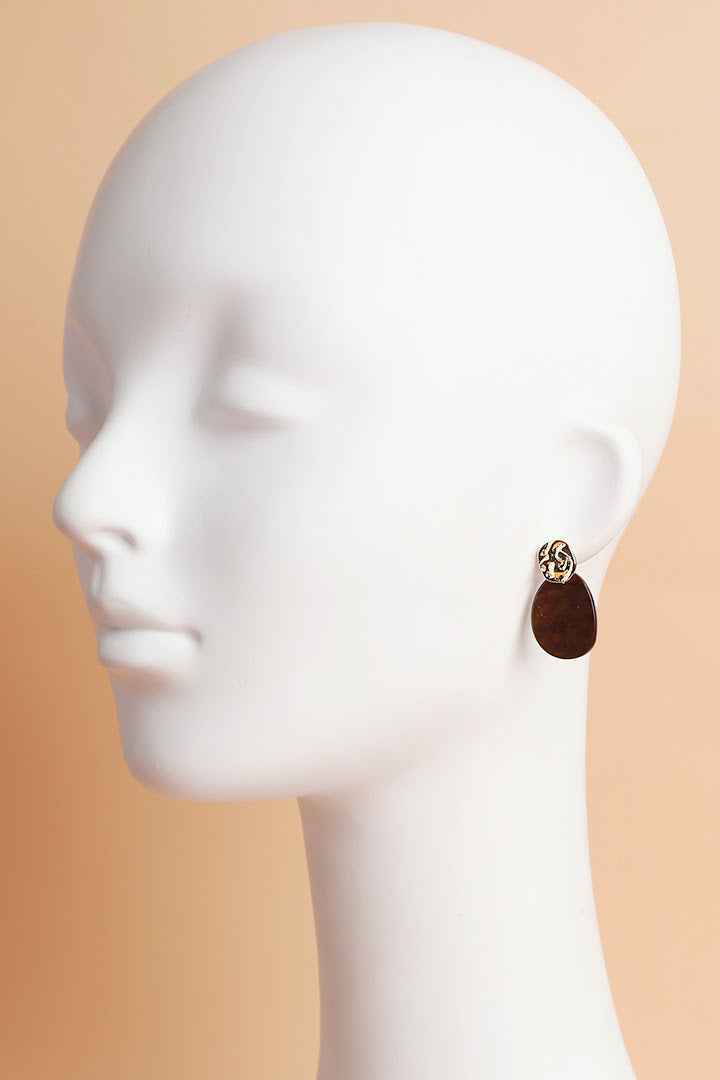 Swirl Brown Shell Earrings