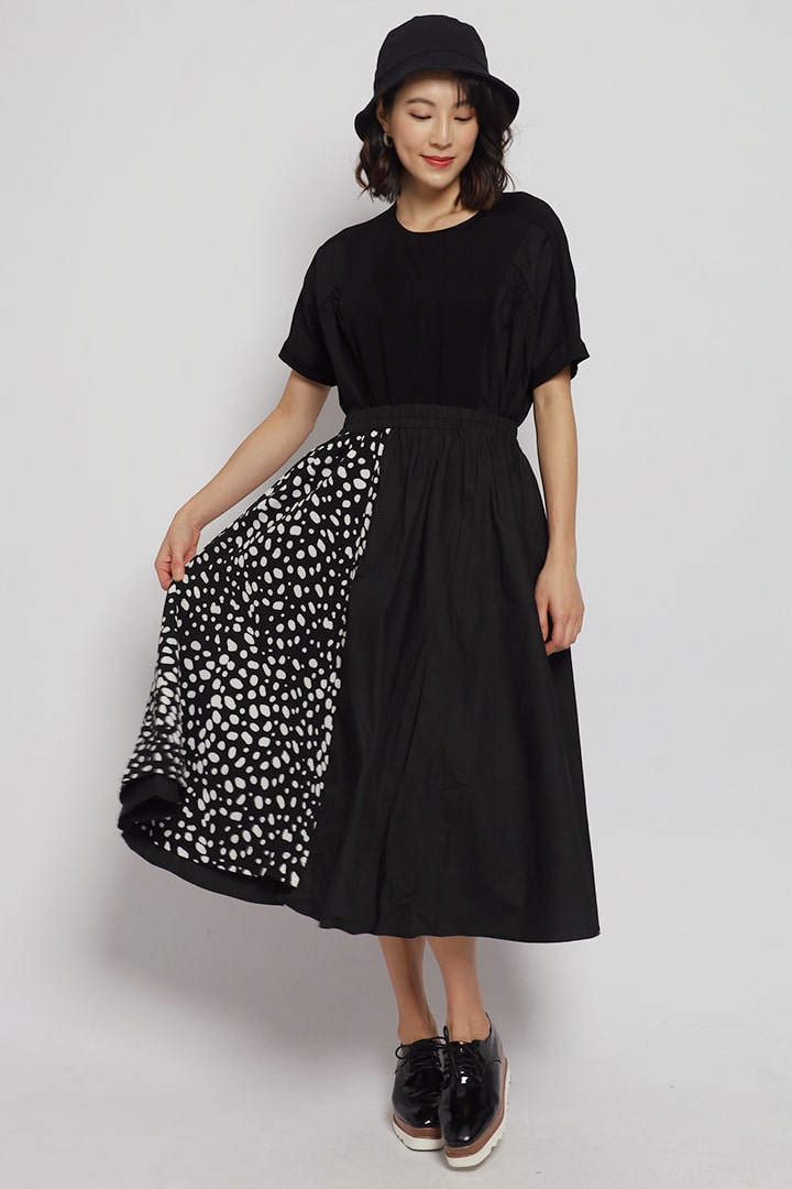 Carmel Polkadot Skirt in Black