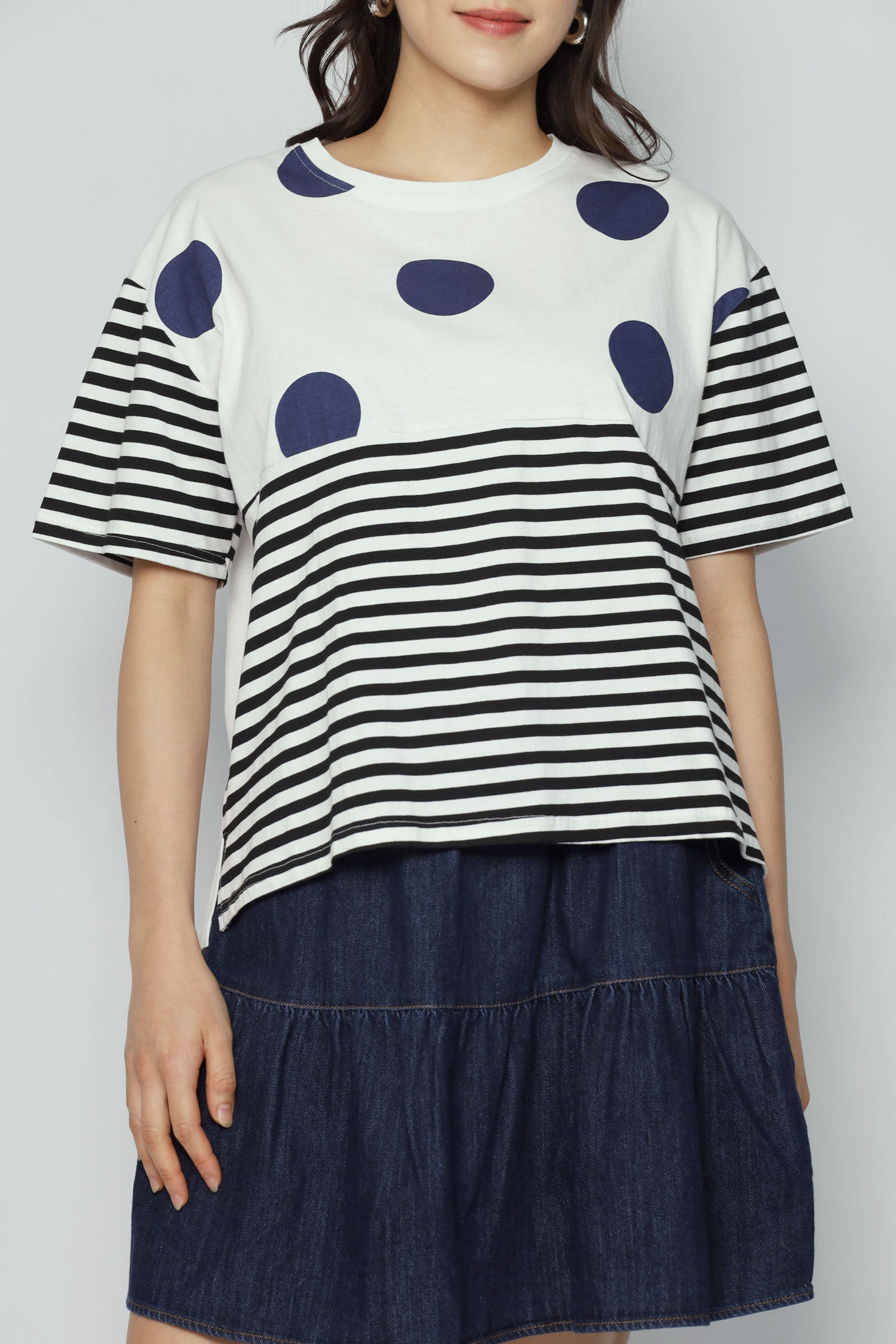 Irinia Polkadot Stripes Top