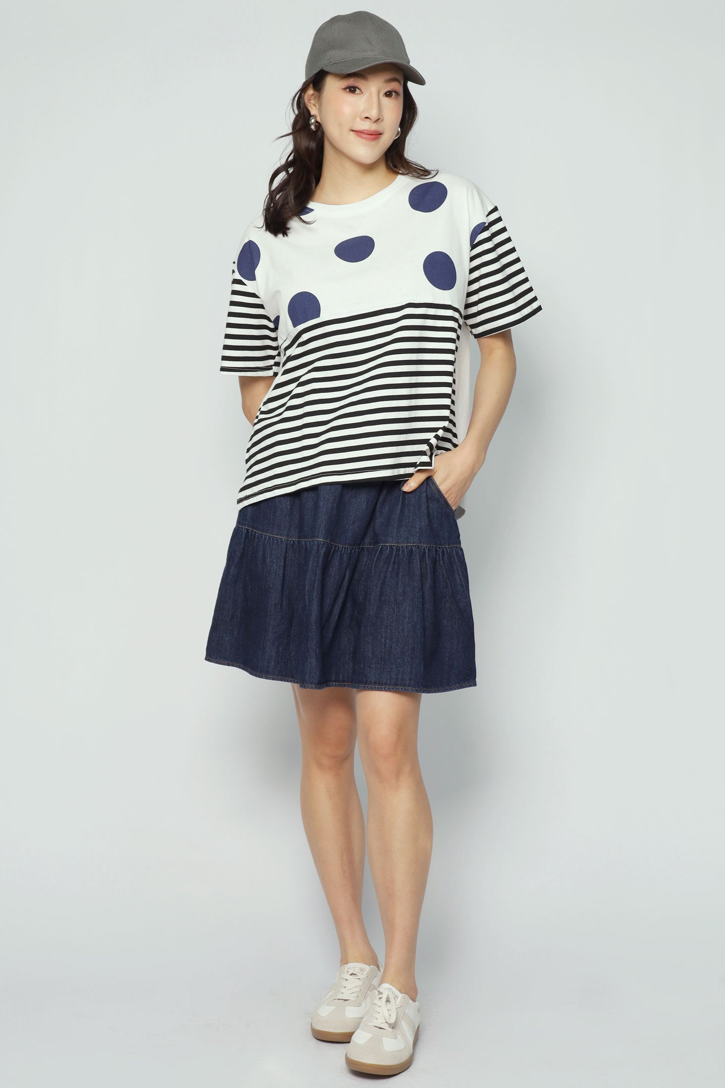 Irinia Polkadot Stripes Top