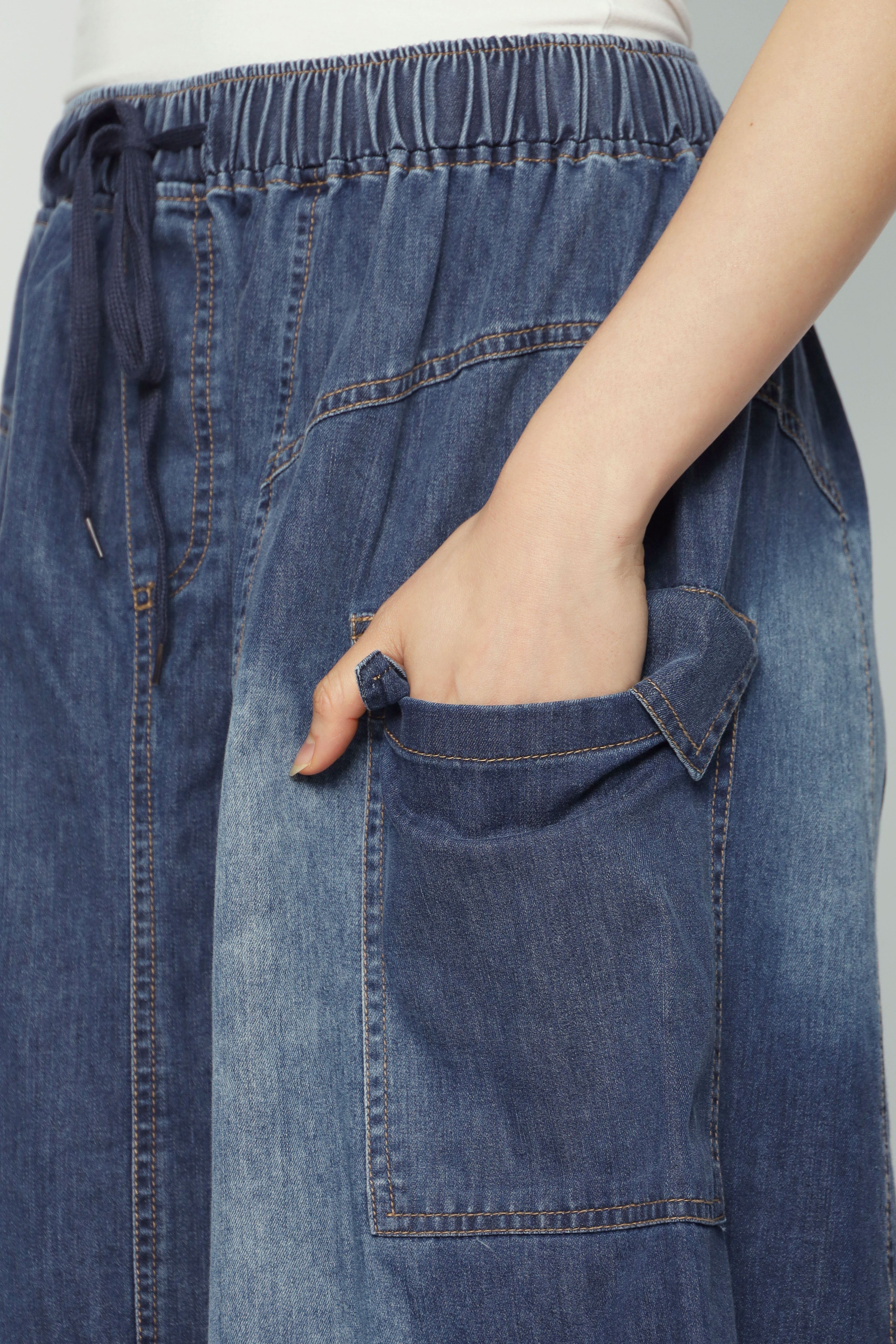 Backorders Jesxeca Cargo Denim Skirt in Blue