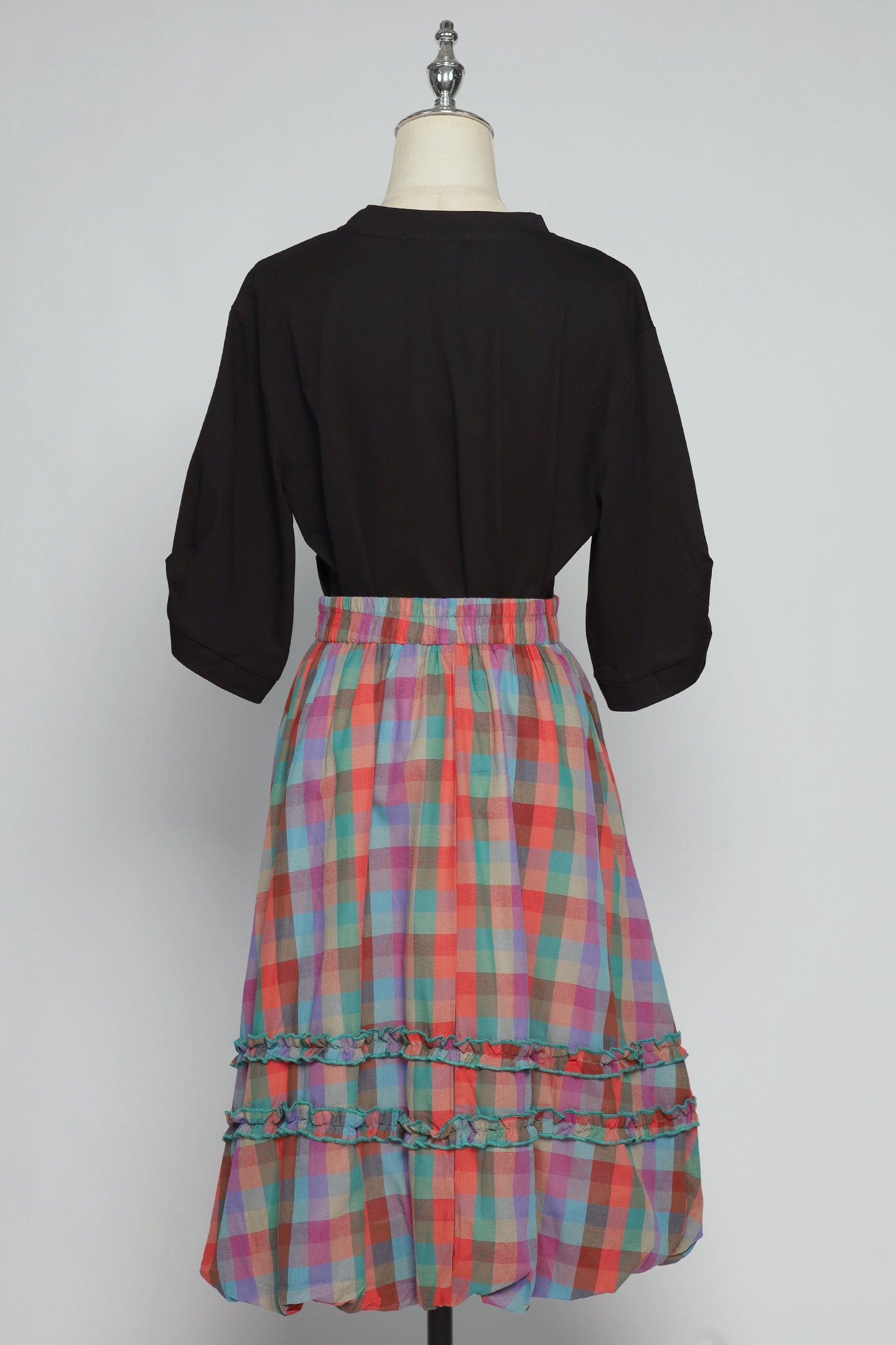 PO - Jewel Checkered Balloon Skirt