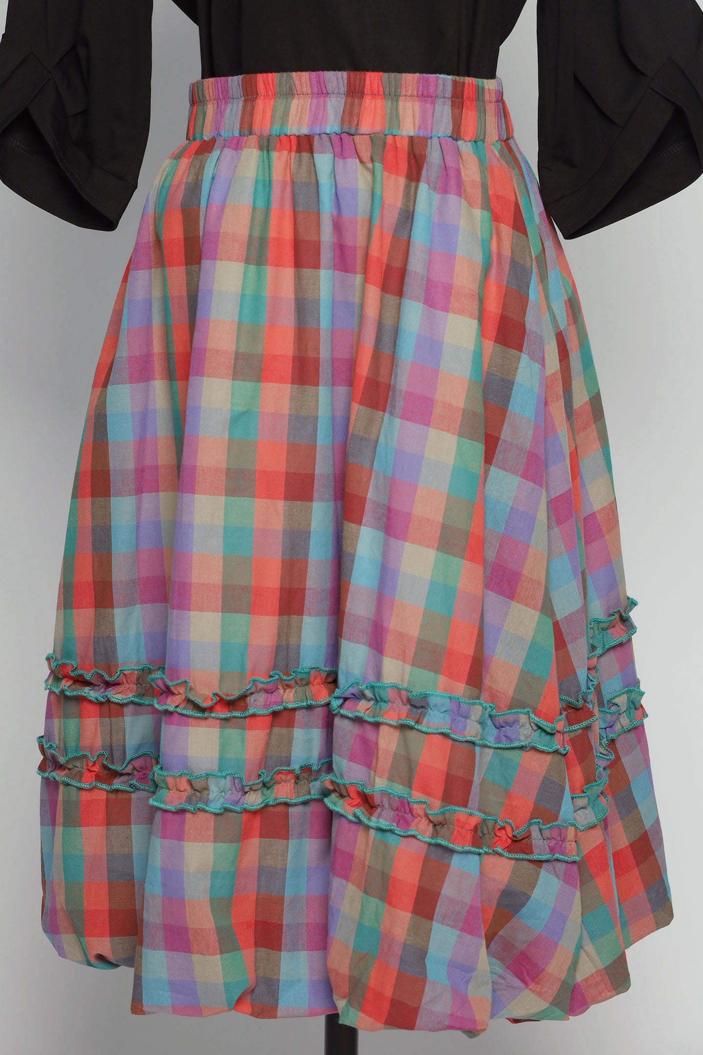 PO - Jewel Checkered Balloon Skirt