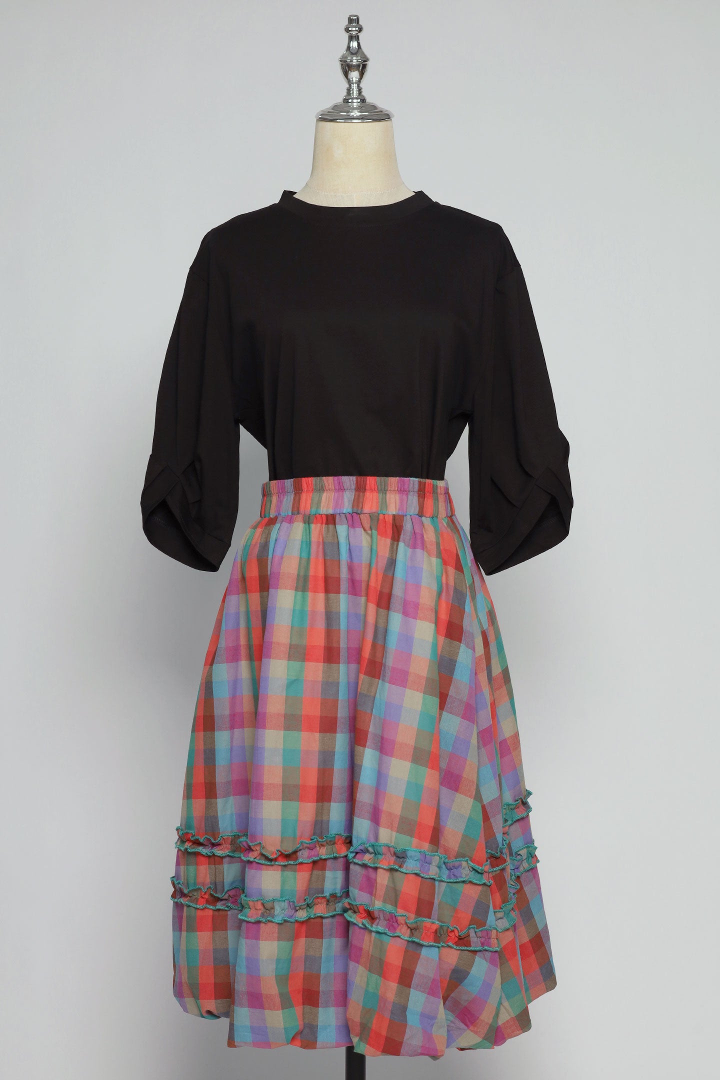 PO - Jewel Checkered Balloon Skirt