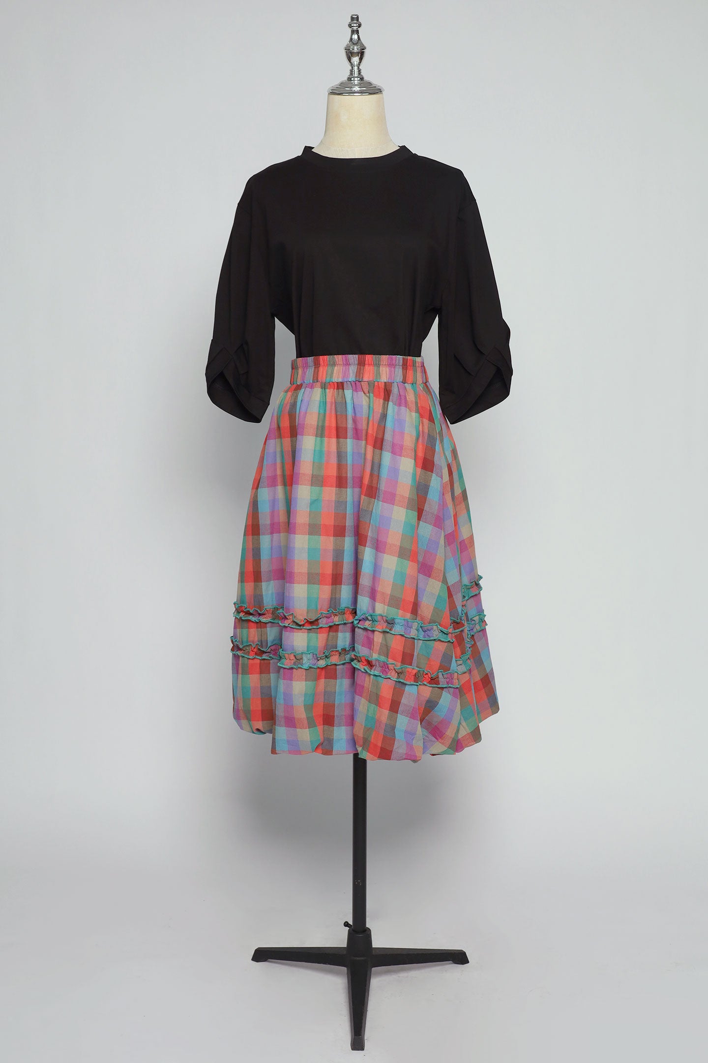 PO - Jewel Checkered Balloon Skirt