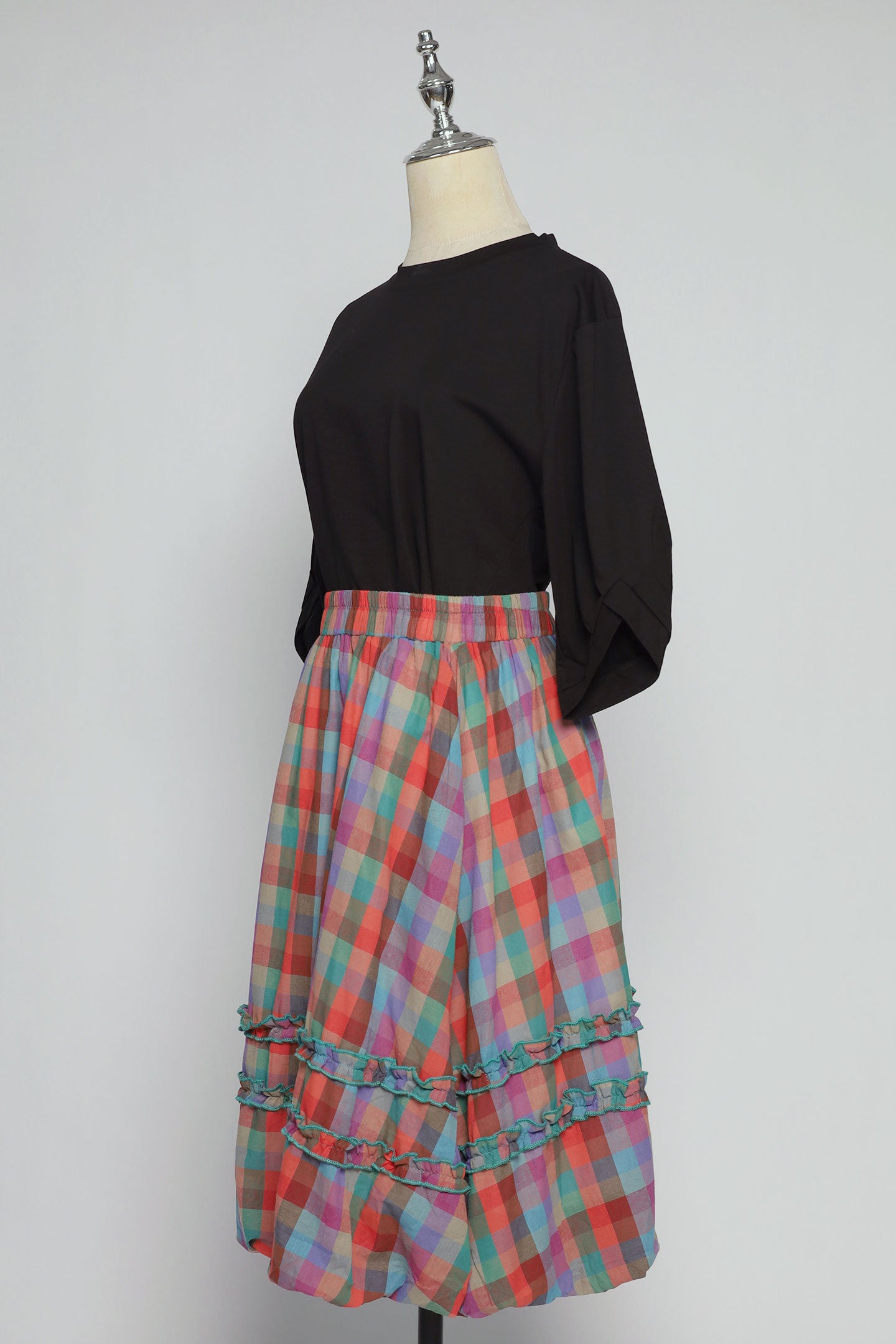 PO - Jewel Checkered Balloon Skirt