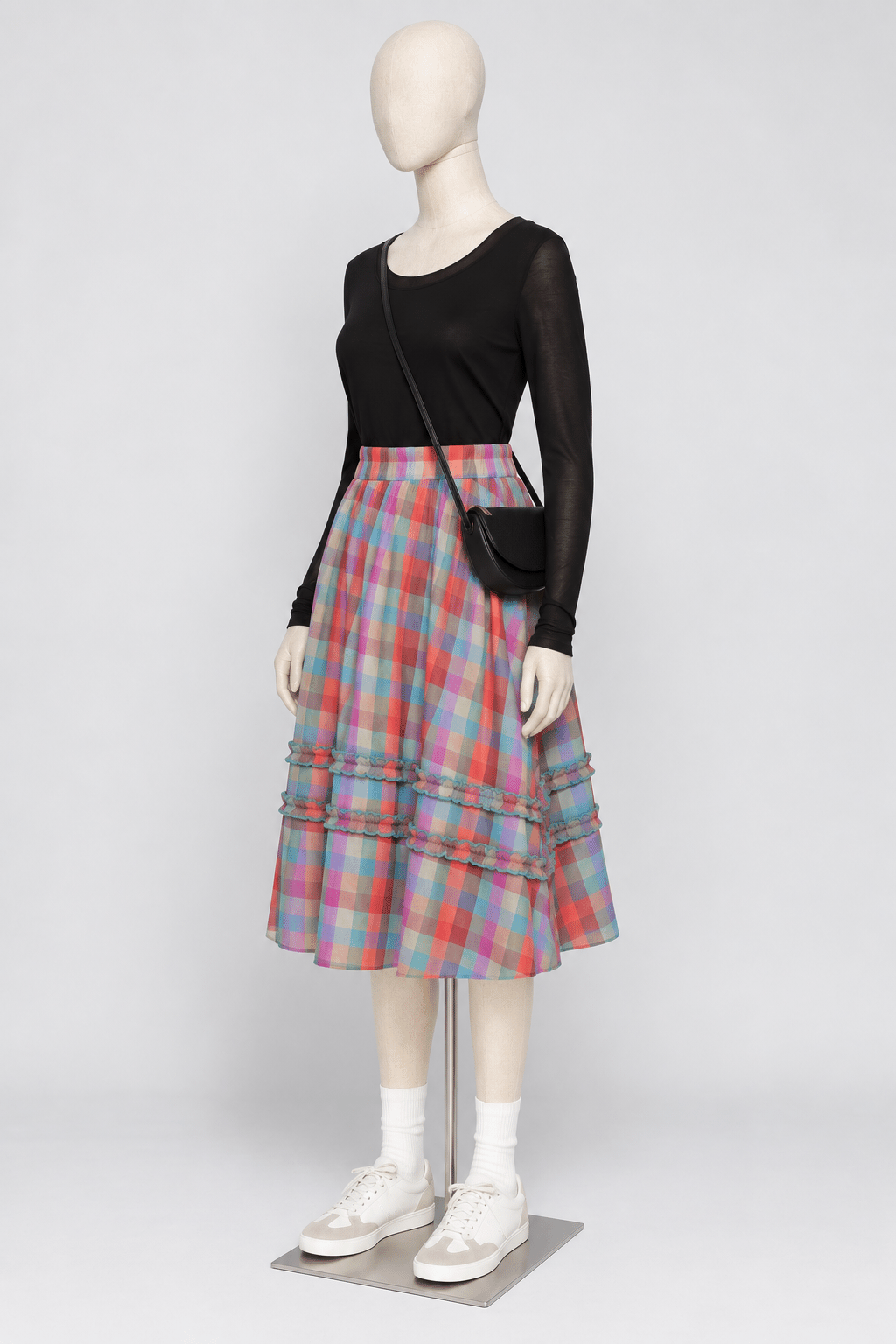 PO - Jewel Checkered Balloon Skirt